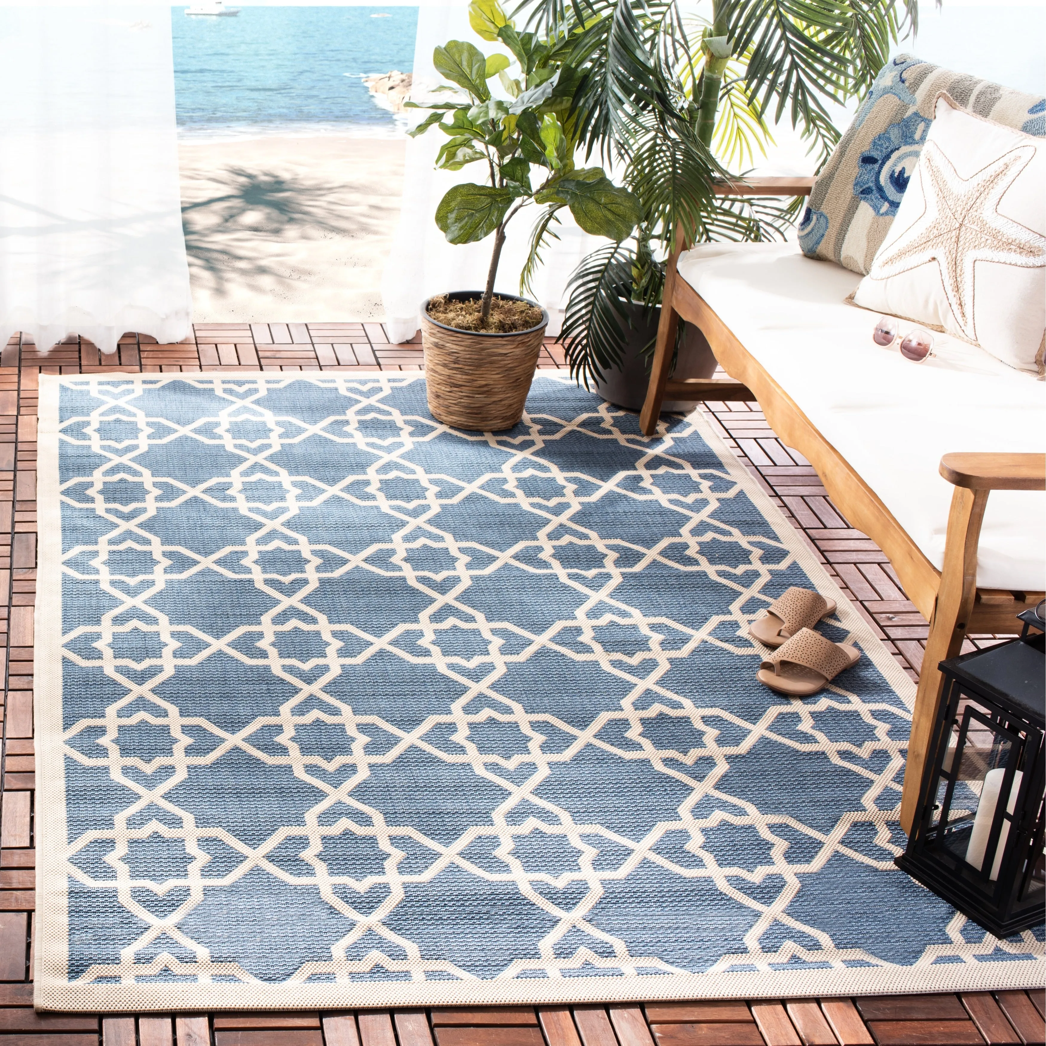 SAFAVIEH Courtyard Hanifa Trellis Indoor/ Outdoor Waterproof Patio Backyard Rug