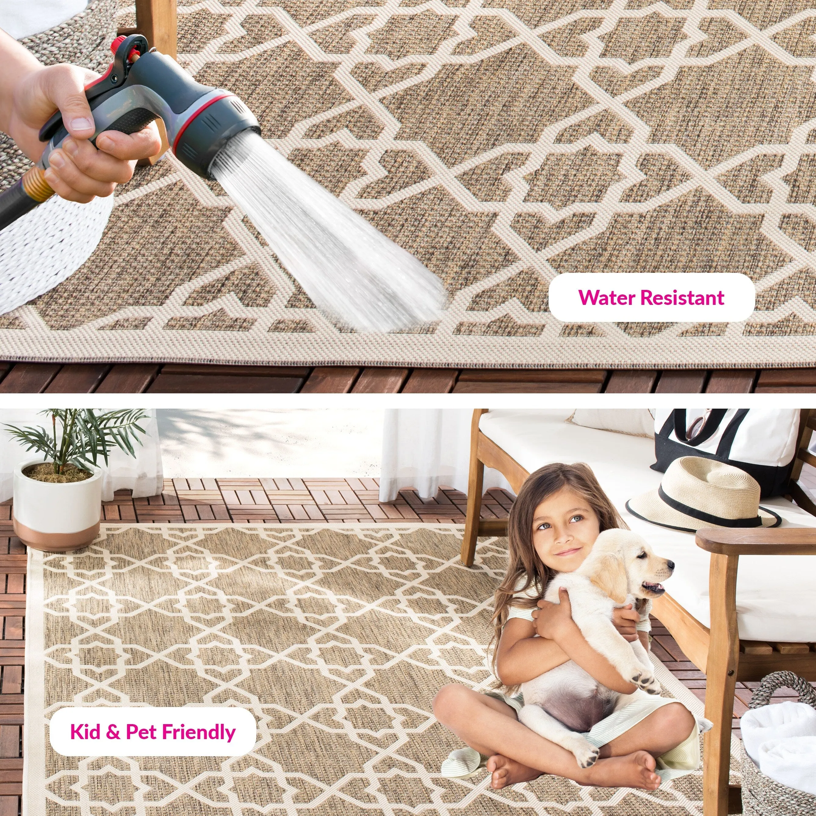 SAFAVIEH Courtyard Hanifa Trellis Indoor/ Outdoor Waterproof Patio Backyard Rug