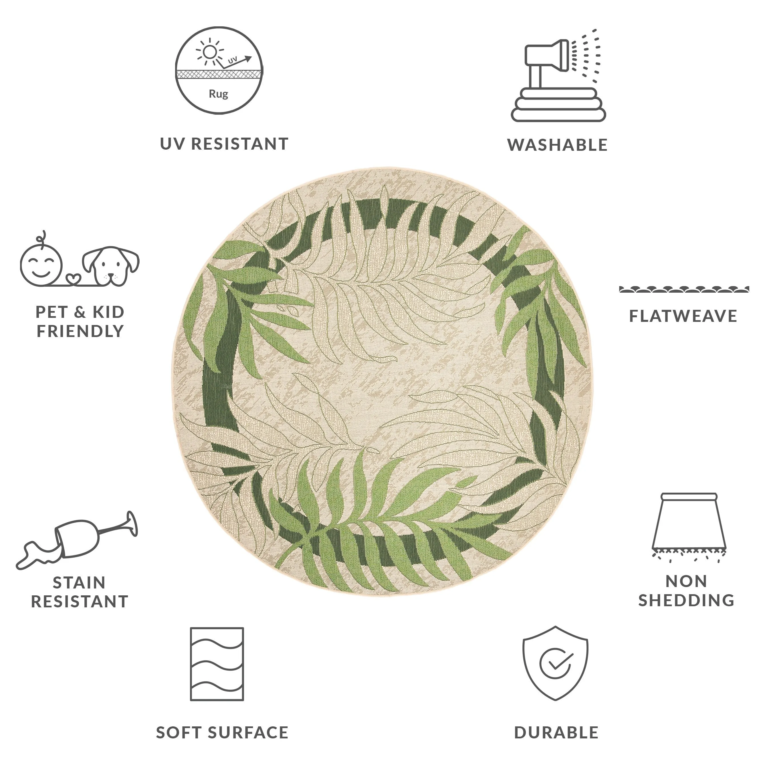 SAFAVIEH Courtyard Idun Botanical Indoor/ Outdoor Waterproof Patio Backyard Rug