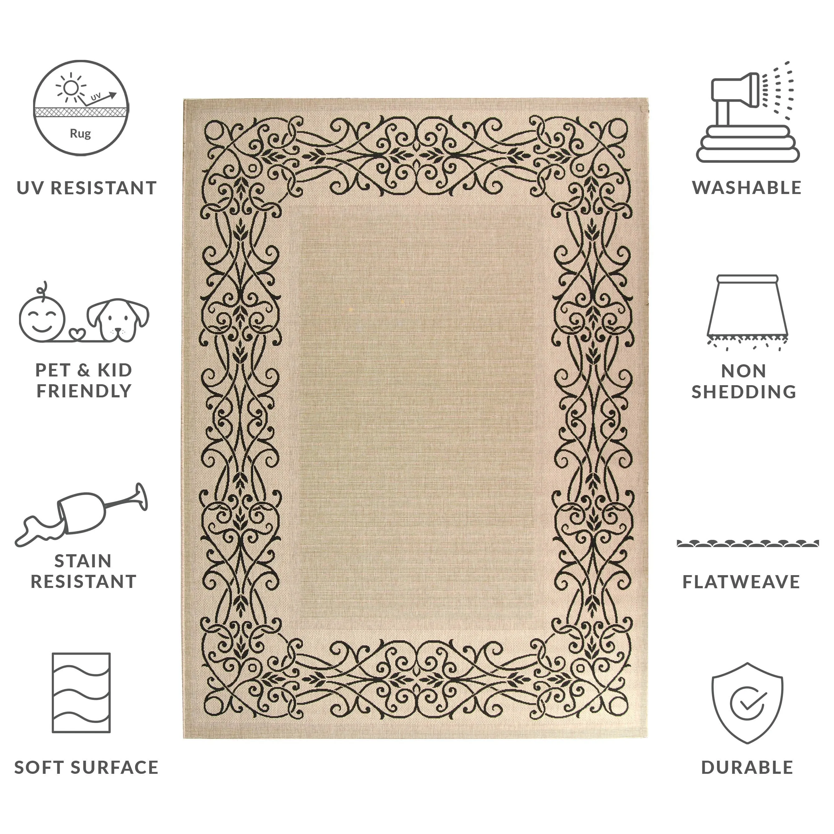 SAFAVIEH Courtyard Ikerne Waterproof Patio Backyard Rug