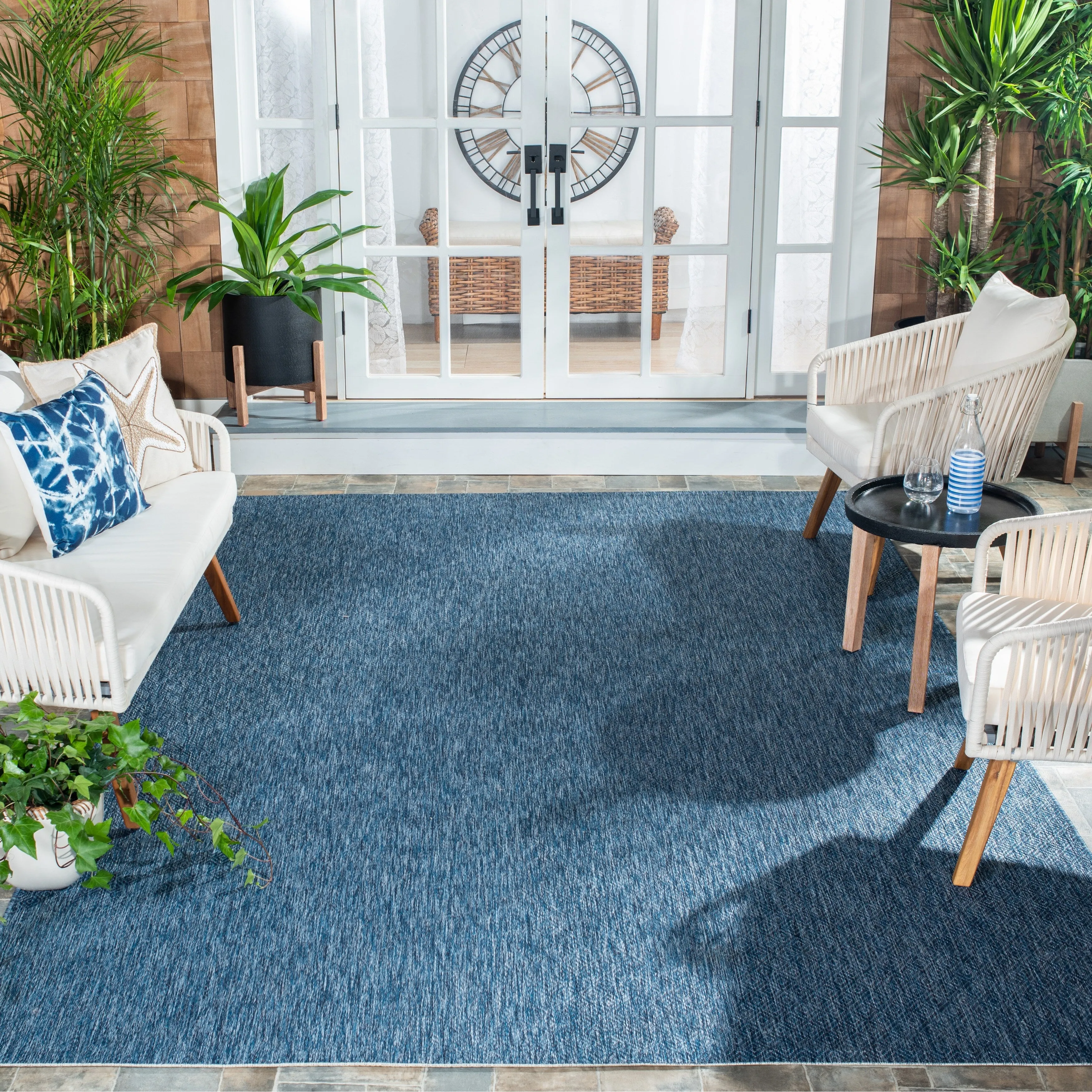 SAFAVIEH Courtyard Janyce Indoor/Outdoor Waterproof Patio Rug - Navy/Navy - 8' x 11'