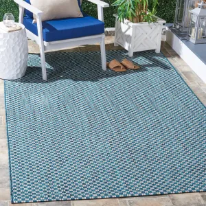 SAFAVIEH Courtyard Judi Indoor/ Outdoor Patio Backyard Rug - Turquoise/Light Grey - 8' x 11'