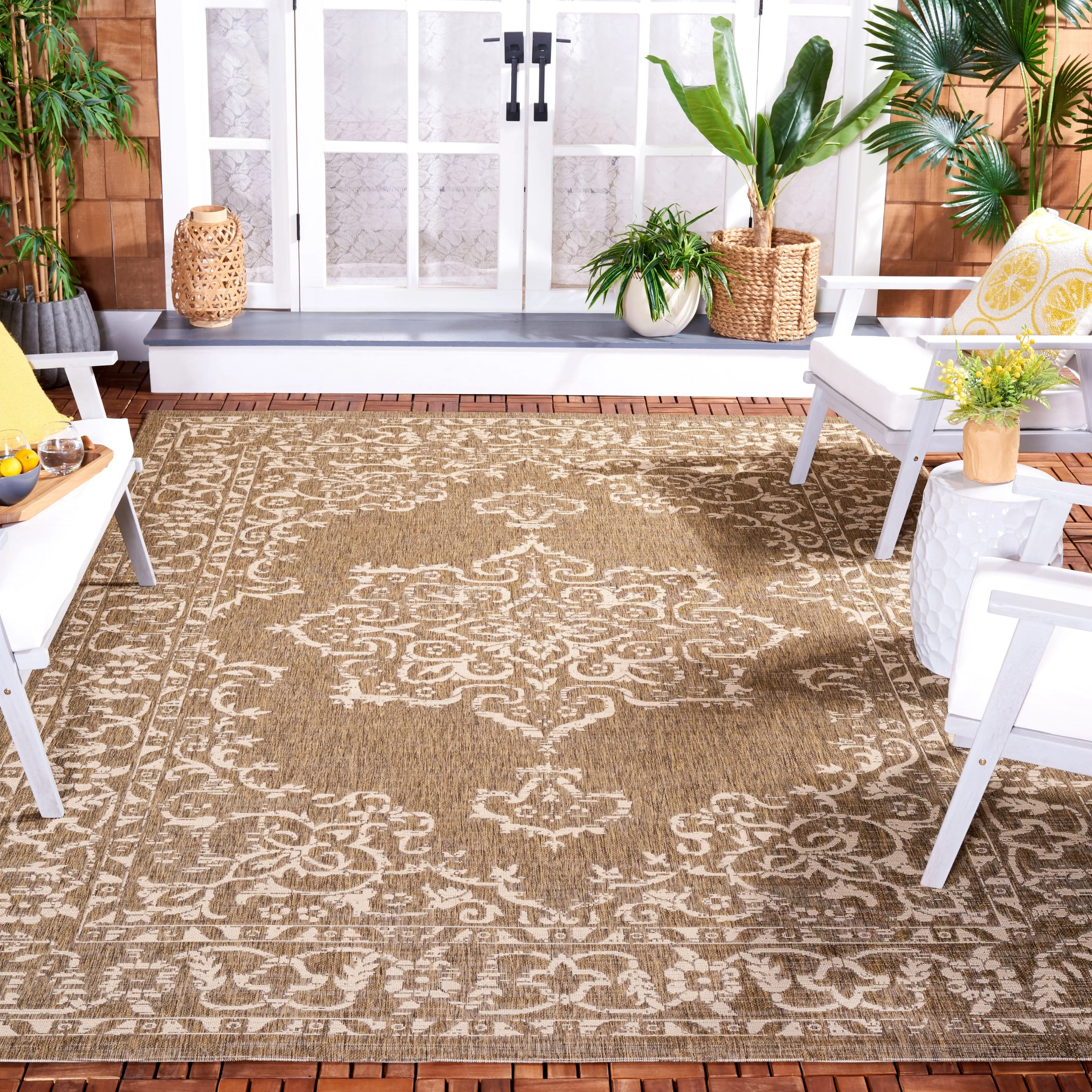 SAFAVIEH Courtyard Karolyn Medallion Indoor/ Outdoor Waterproof Patio Backyard Rug