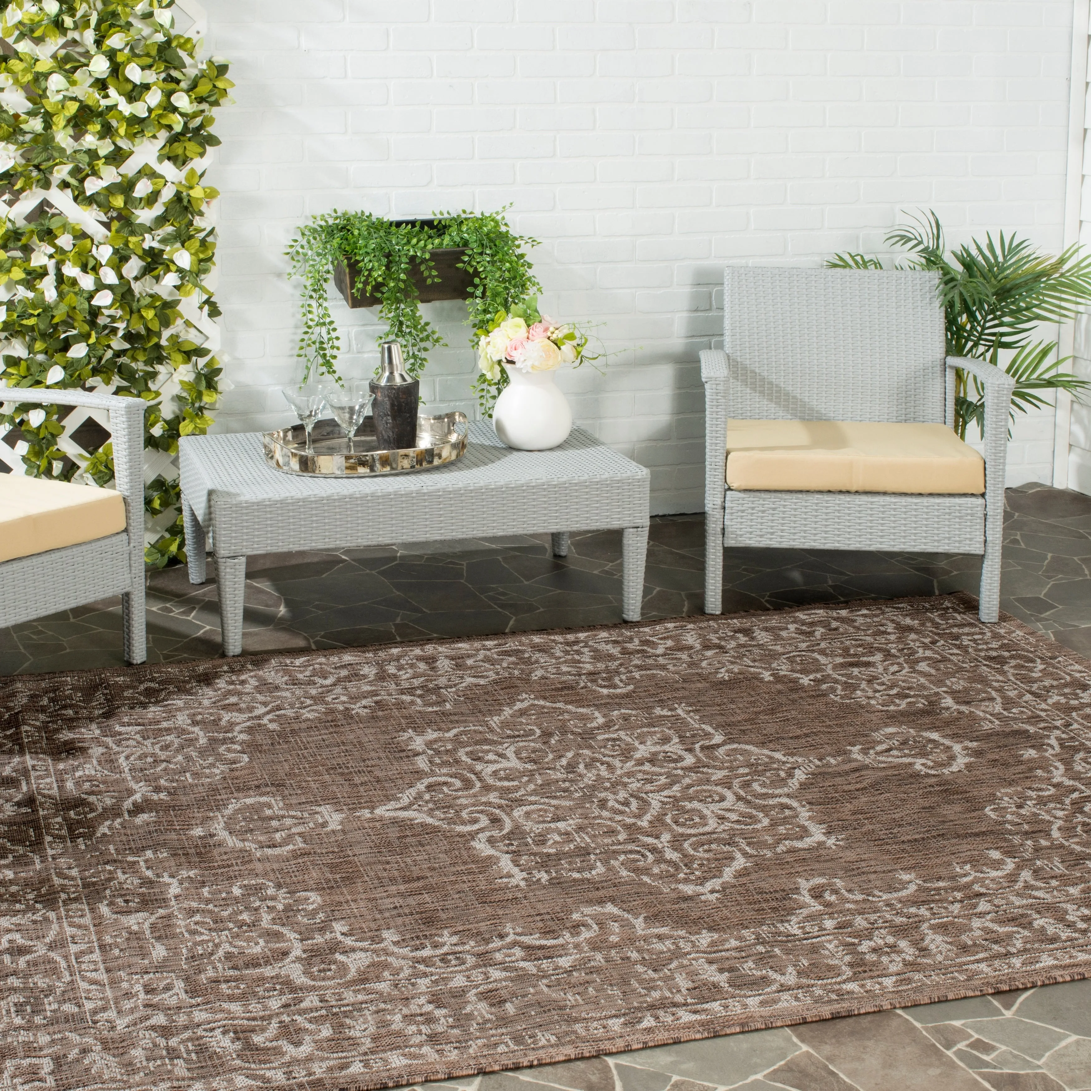 SAFAVIEH Courtyard Karolyn Medallion Indoor/ Outdoor Waterproof Patio Backyard Rug