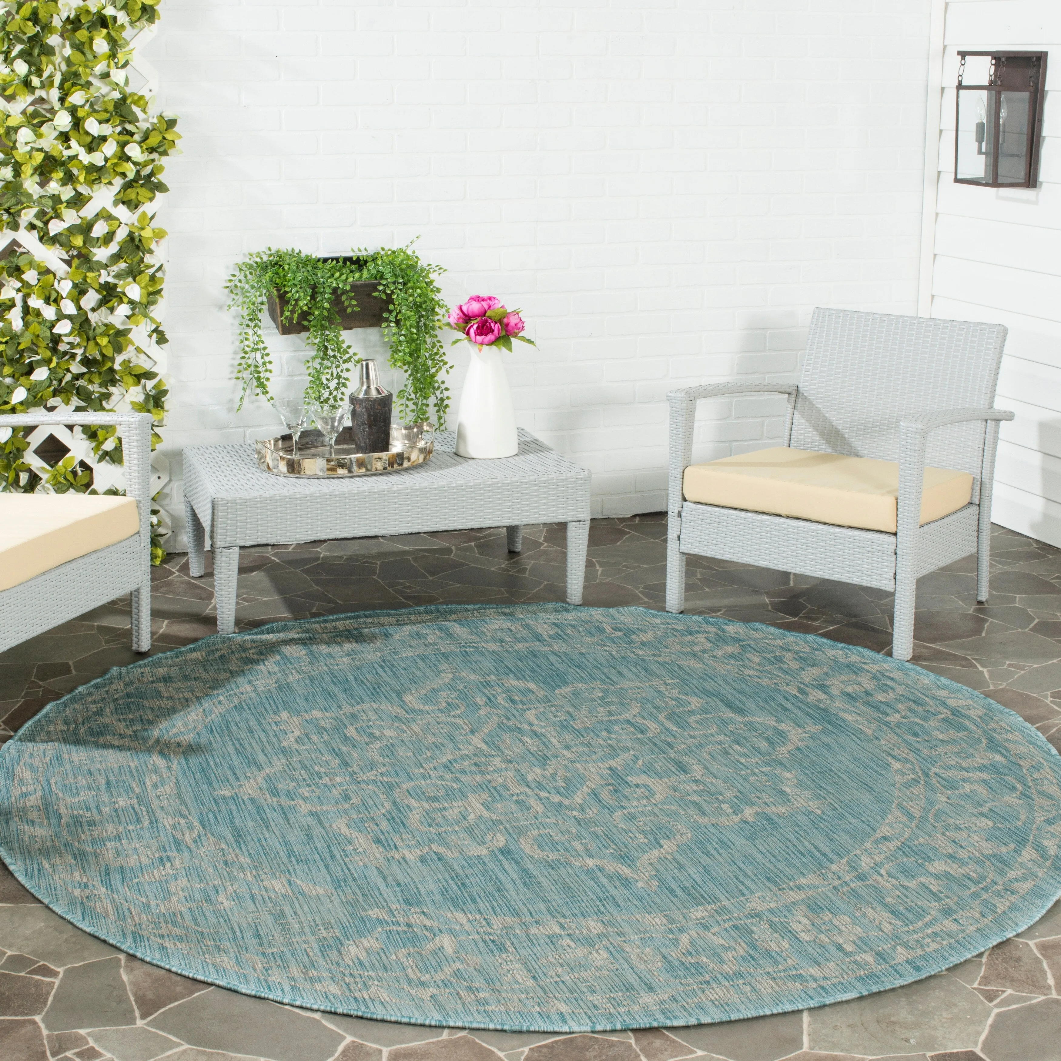 SAFAVIEH Courtyard Karolyn Medallion Indoor/ Outdoor Waterproof Patio Backyard Rug