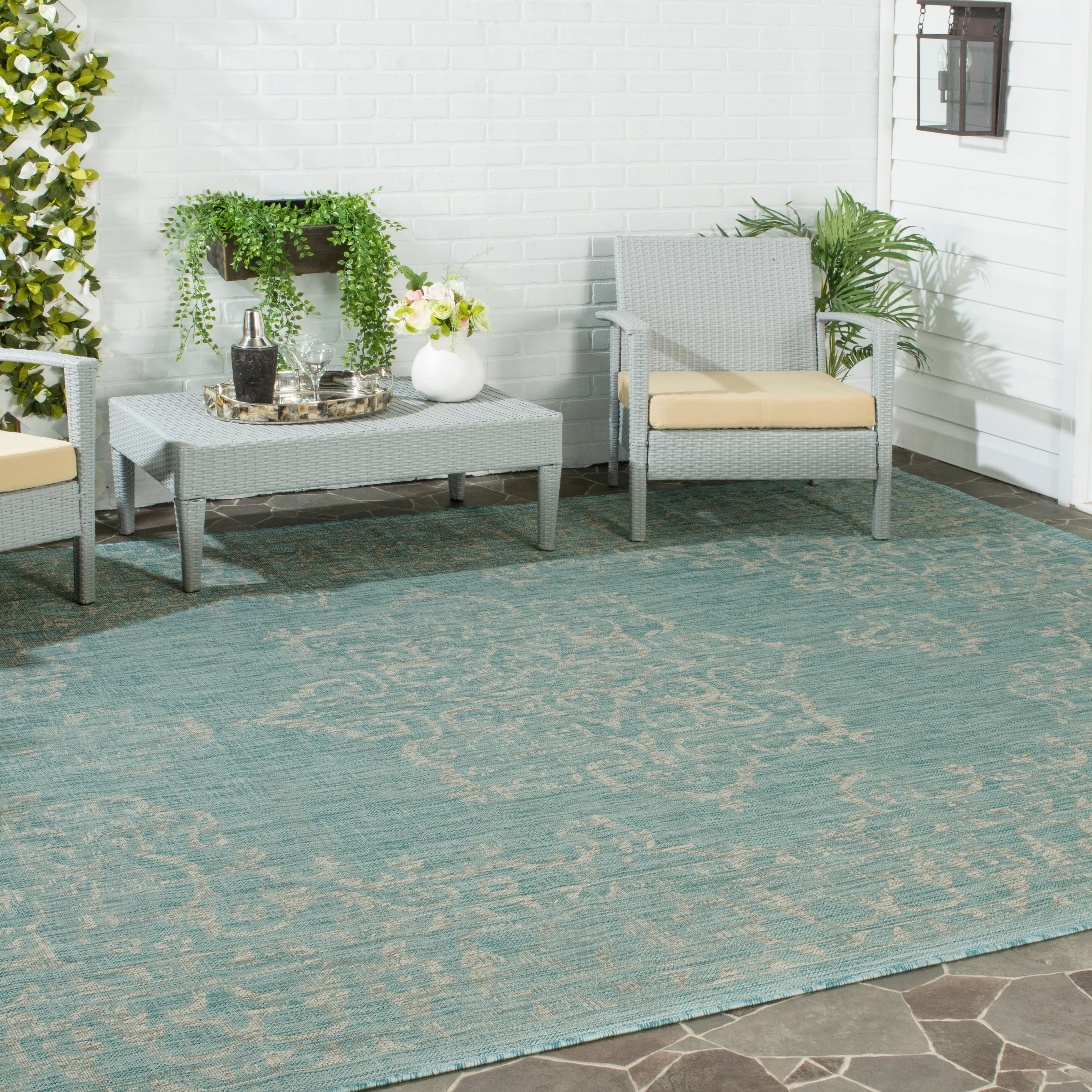 SAFAVIEH Courtyard Karolyn Medallion Indoor/ Outdoor Waterproof Patio Backyard Rug