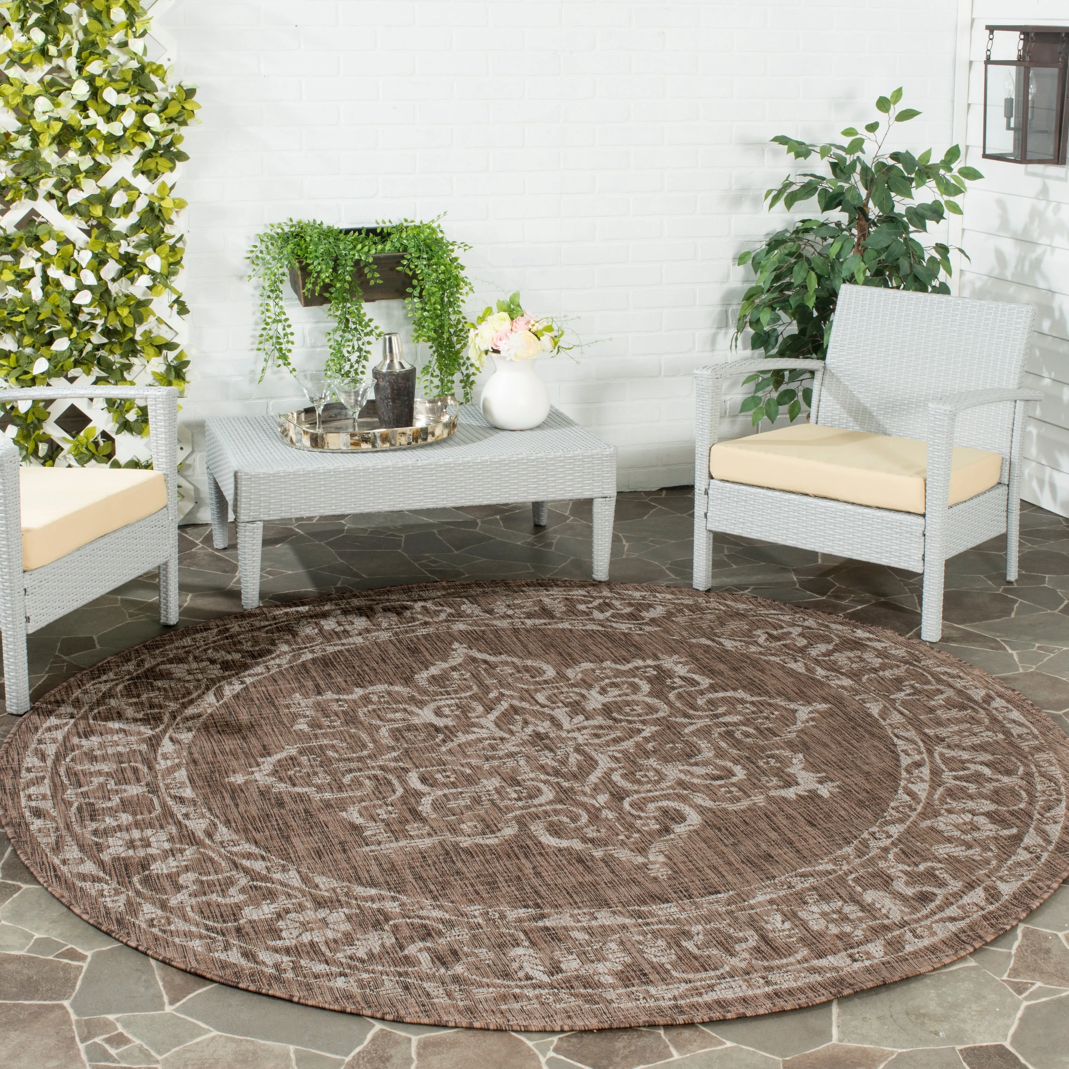 SAFAVIEH Courtyard Karolyn Medallion Indoor/ Outdoor Waterproof Patio Backyard Rug