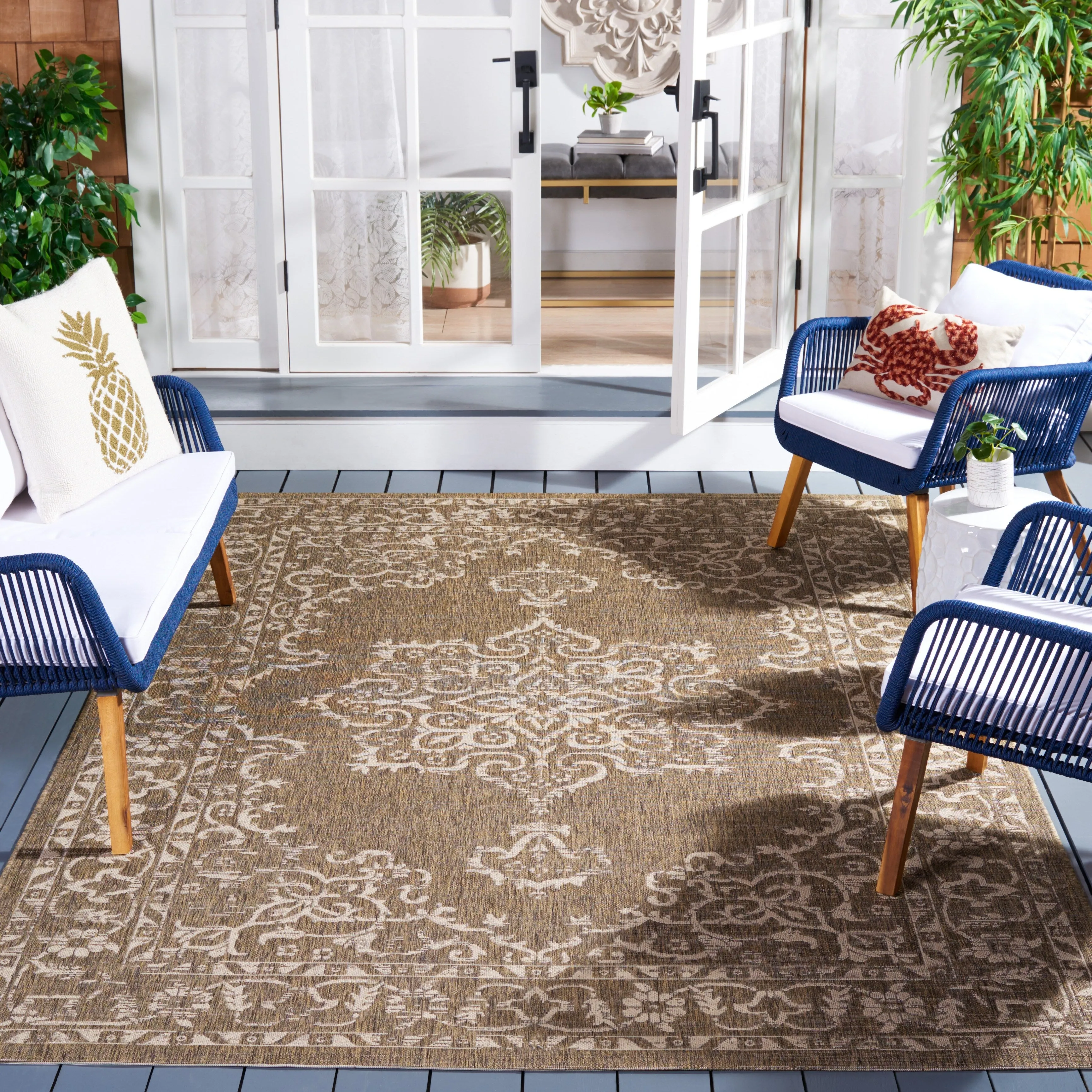SAFAVIEH Courtyard Karolyn Medallion Indoor/ Outdoor Waterproof Patio Backyard Rug