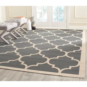 SAFAVIEH Courtyard Kathy Indoor/ Outdoor Waterproof Patio Backyard Rug - Anthracite/Beige - 8' x 11'