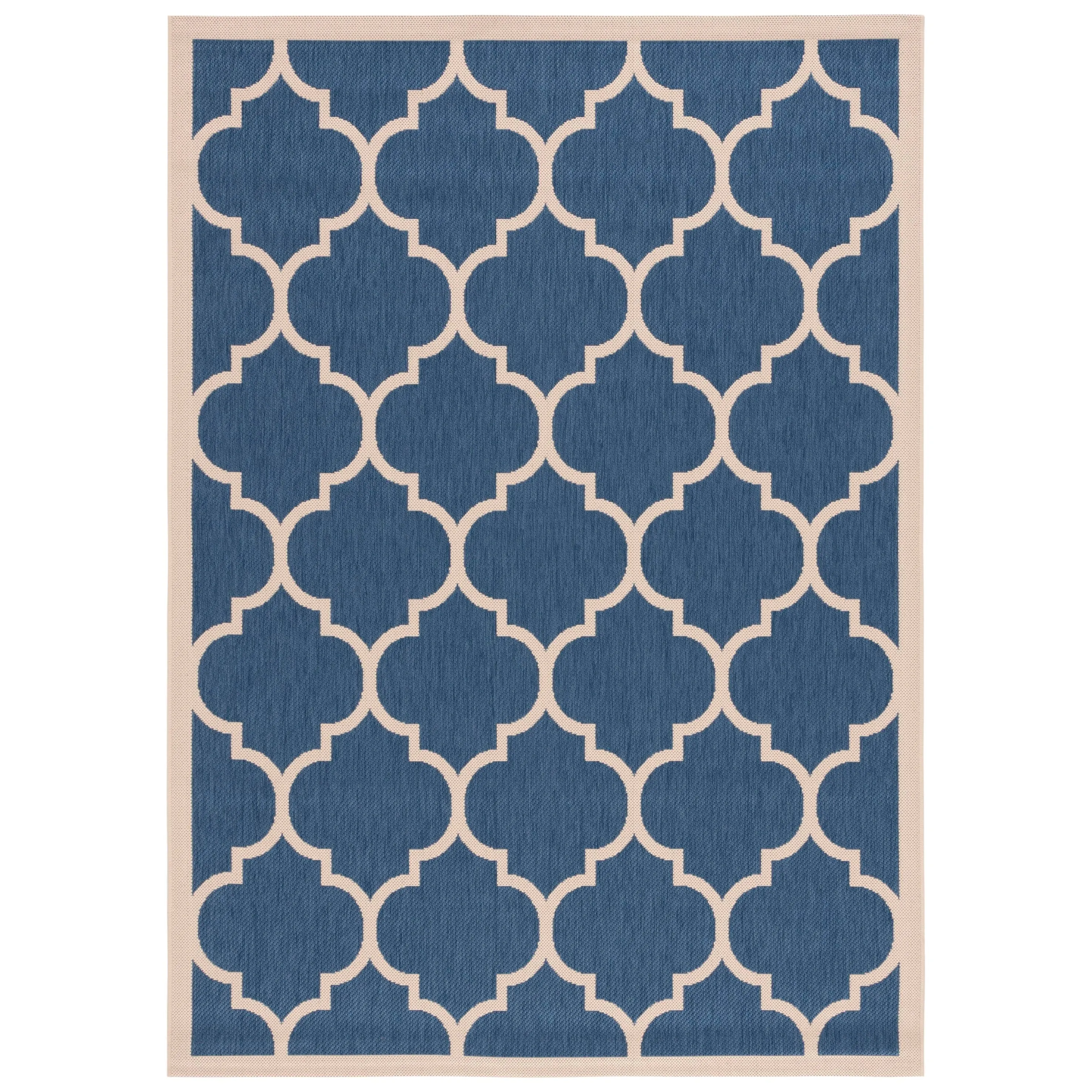 SAFAVIEH Courtyard Kathy Indoor/ Outdoor Waterproof Patio Backyard Rug - Blue/Beige - 5'3 x 7'7
