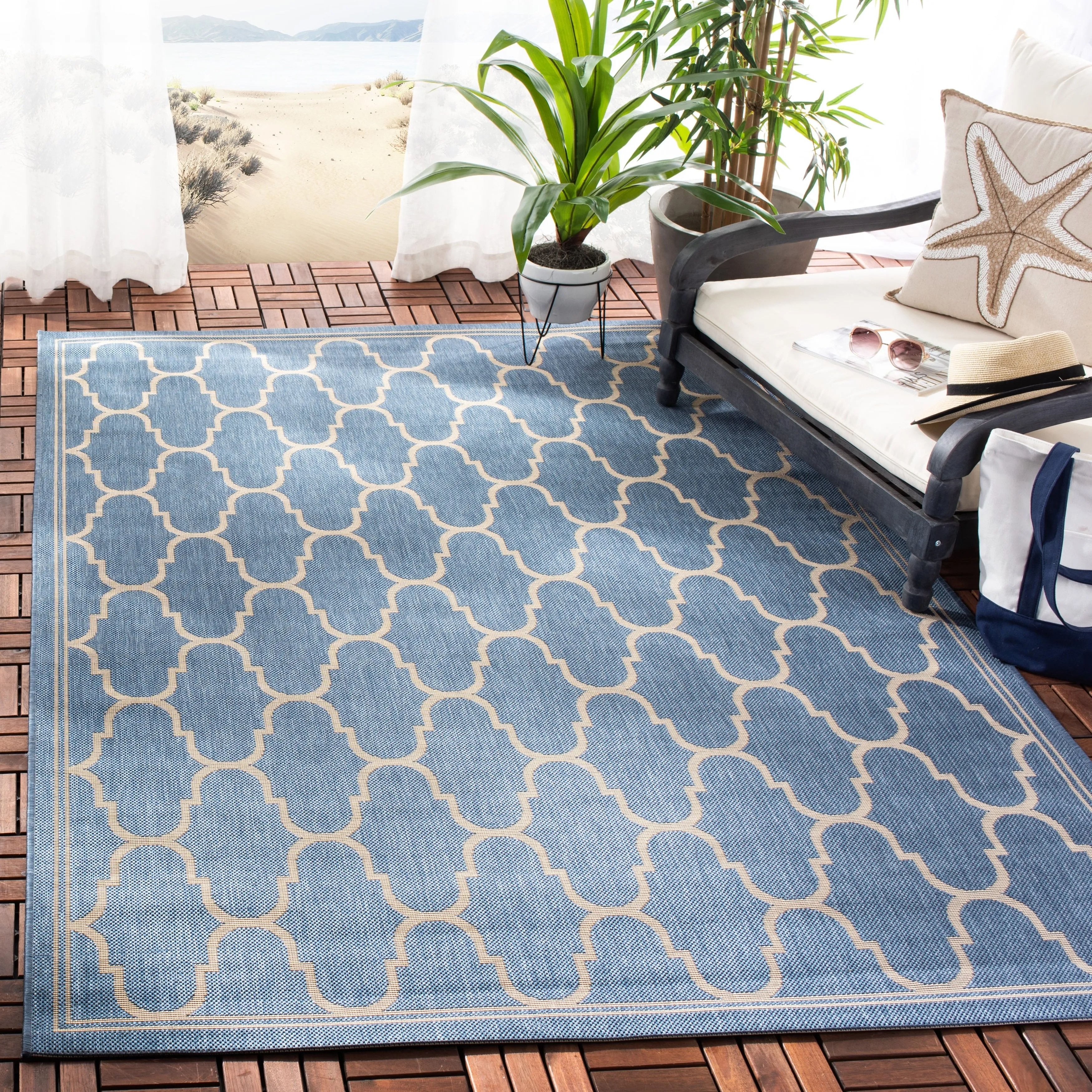 SAFAVIEH Courtyard Lita Waterproof Trellis Backyard Patio Rug