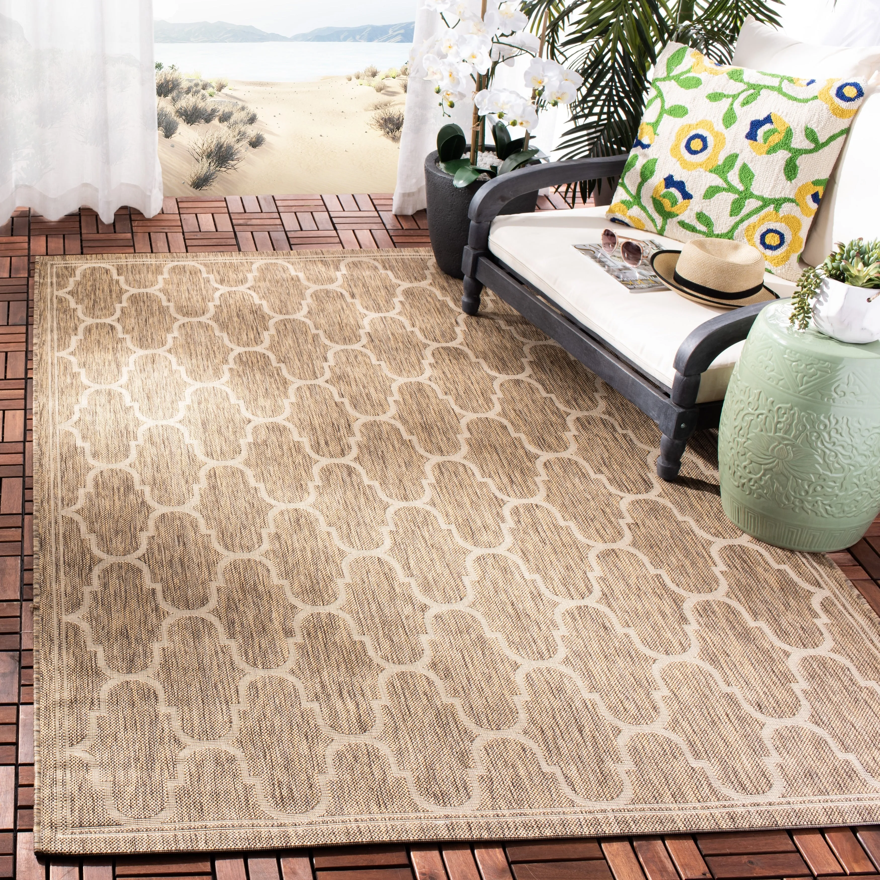 SAFAVIEH Courtyard Lita Waterproof Trellis Backyard Patio Rug