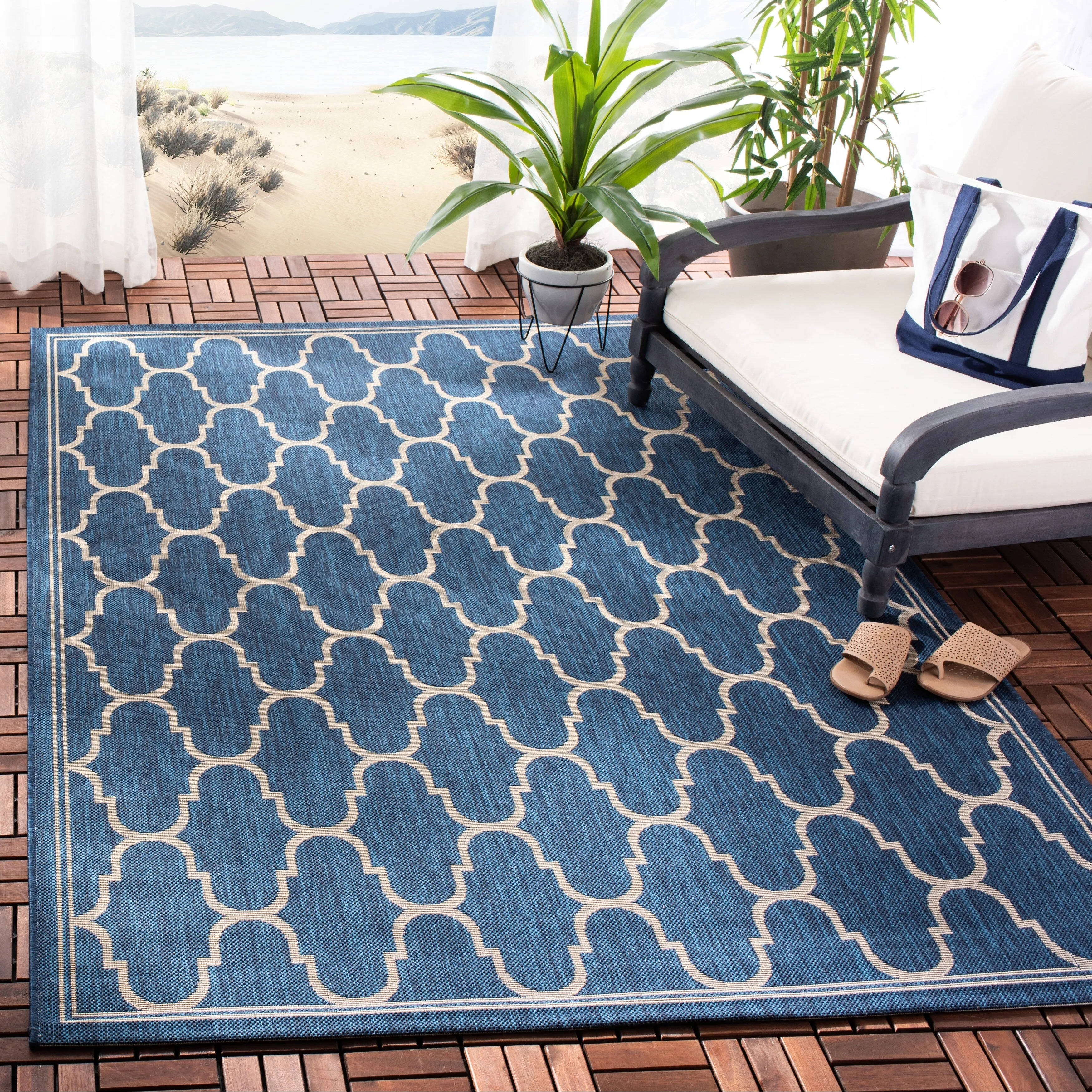SAFAVIEH Courtyard Lita Waterproof Trellis Backyard Patio Rug