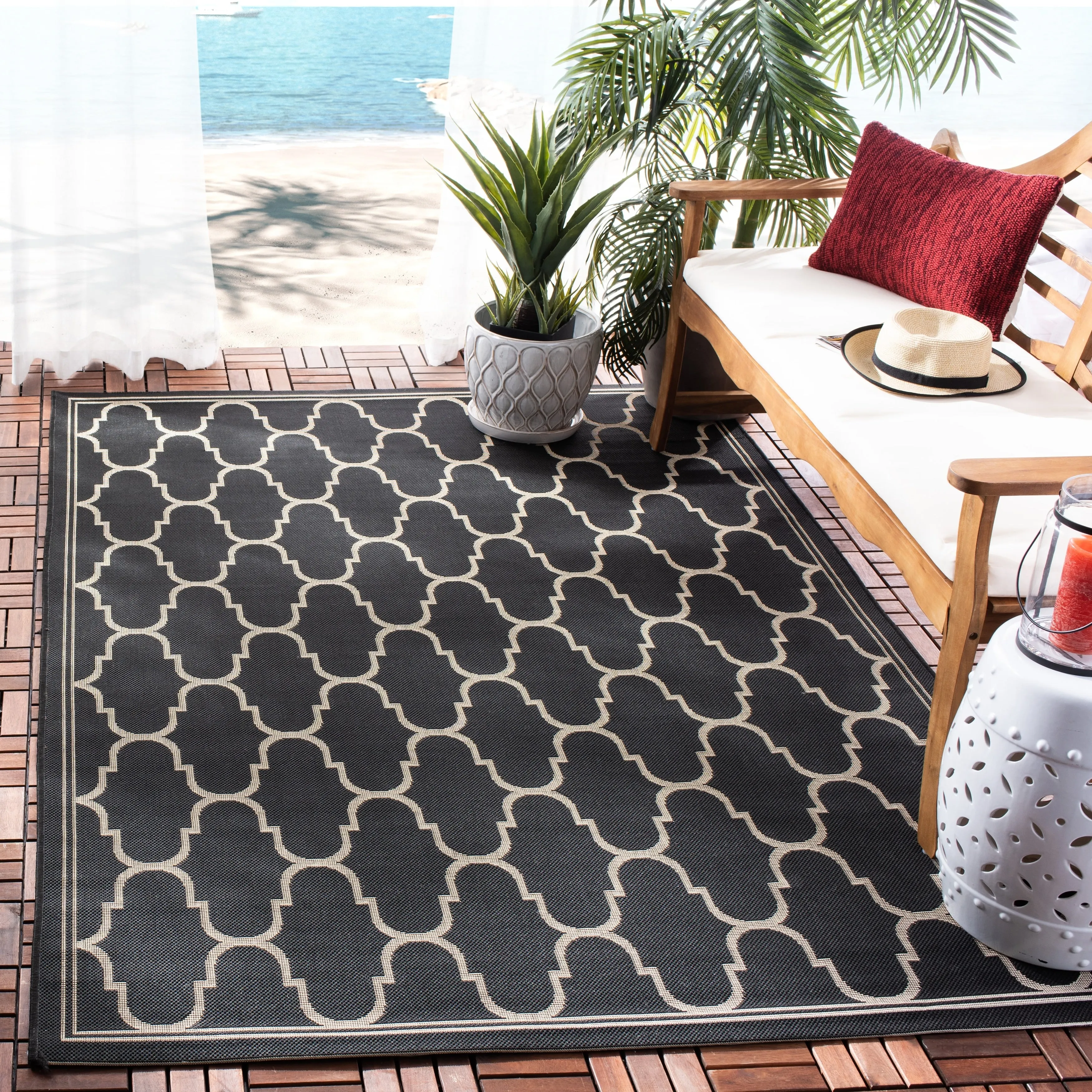 SAFAVIEH Courtyard Lita Waterproof Trellis Backyard Patio Rug