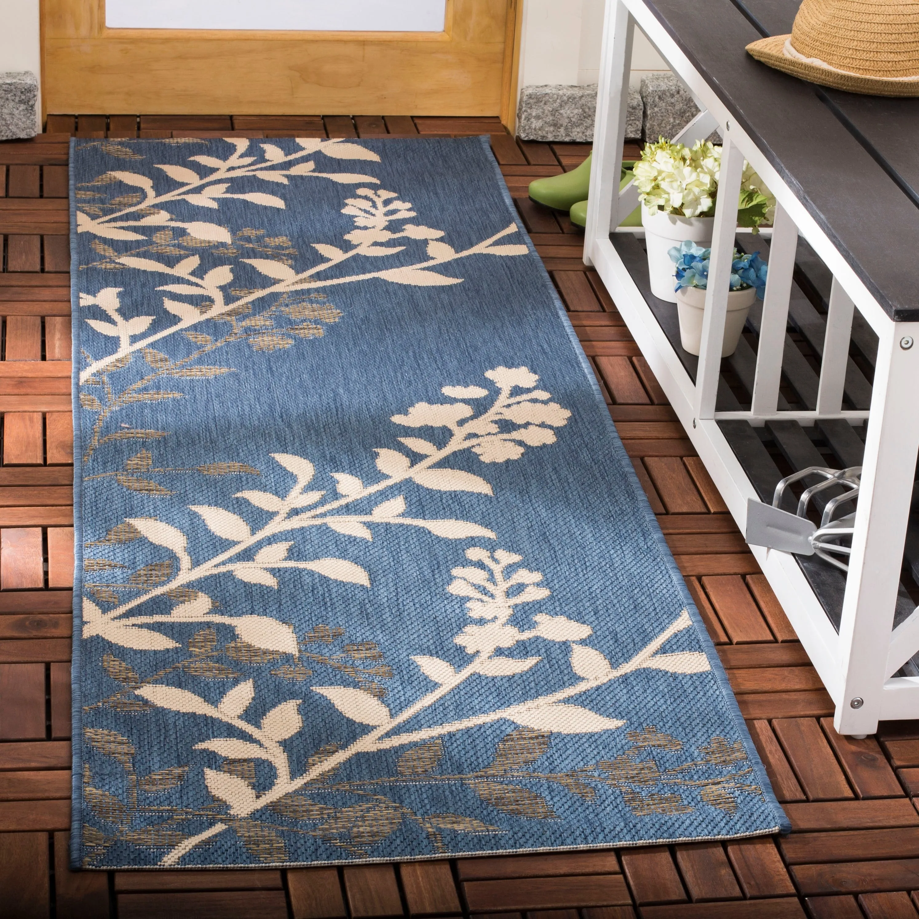 SAFAVIEH Courtyard Luann Botanical Indoor/ Outdoor Waterproof Patio Backyard Rug