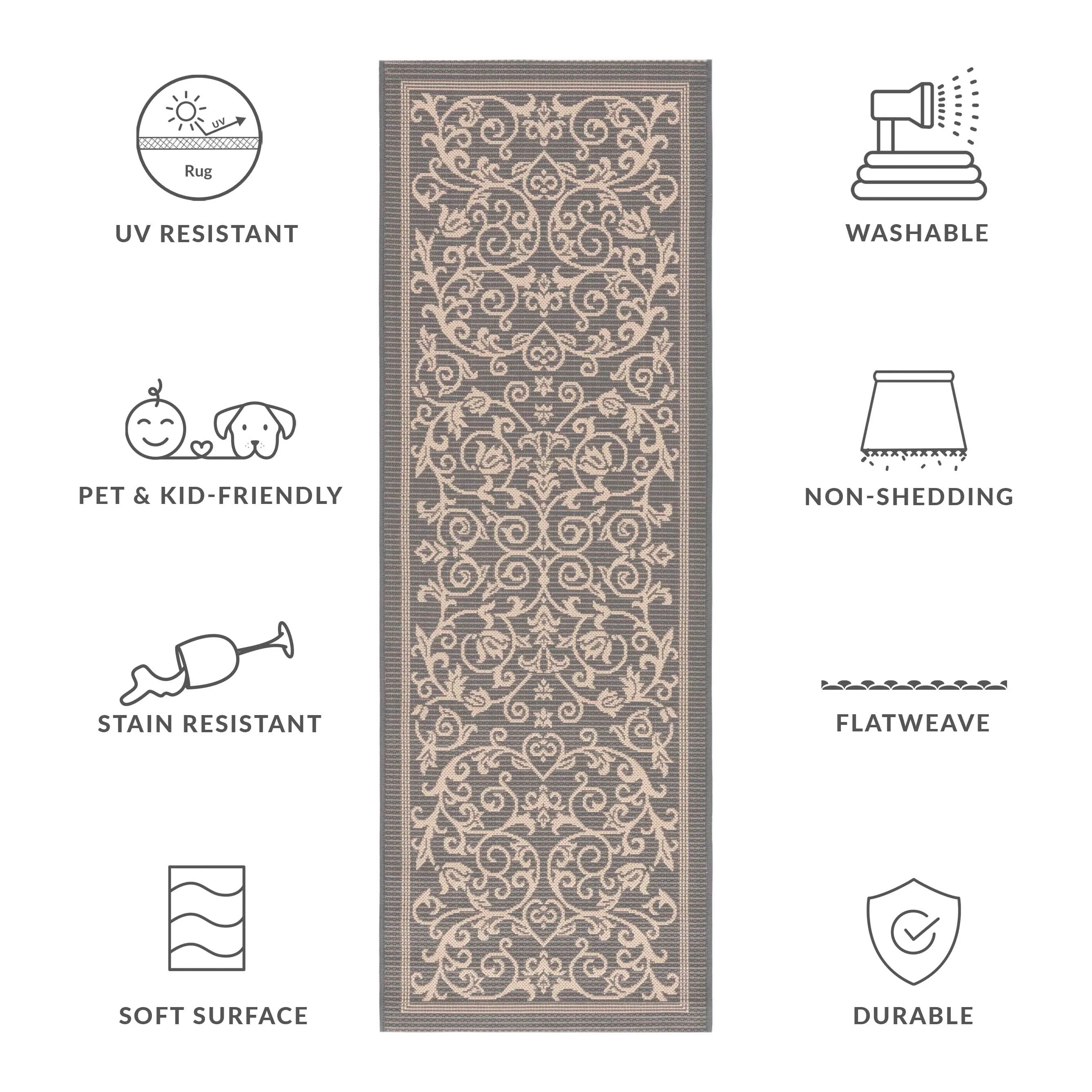 SAFAVIEH Courtyard Miljeta Indoor/ Outdoor Waterproof Patio Backyard Rug