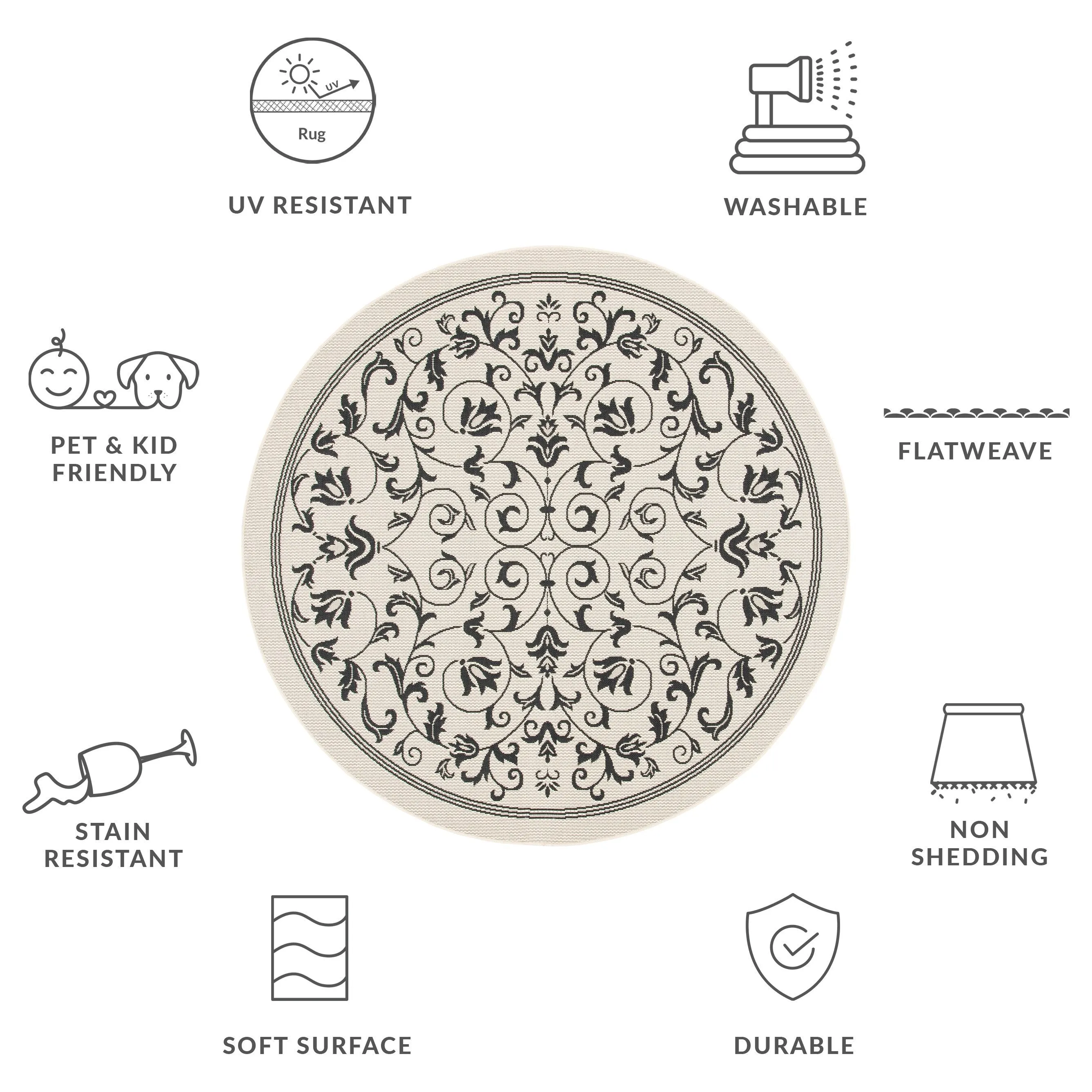 SAFAVIEH Courtyard Miljeta Indoor/ Outdoor Waterproof Patio Backyard Rug