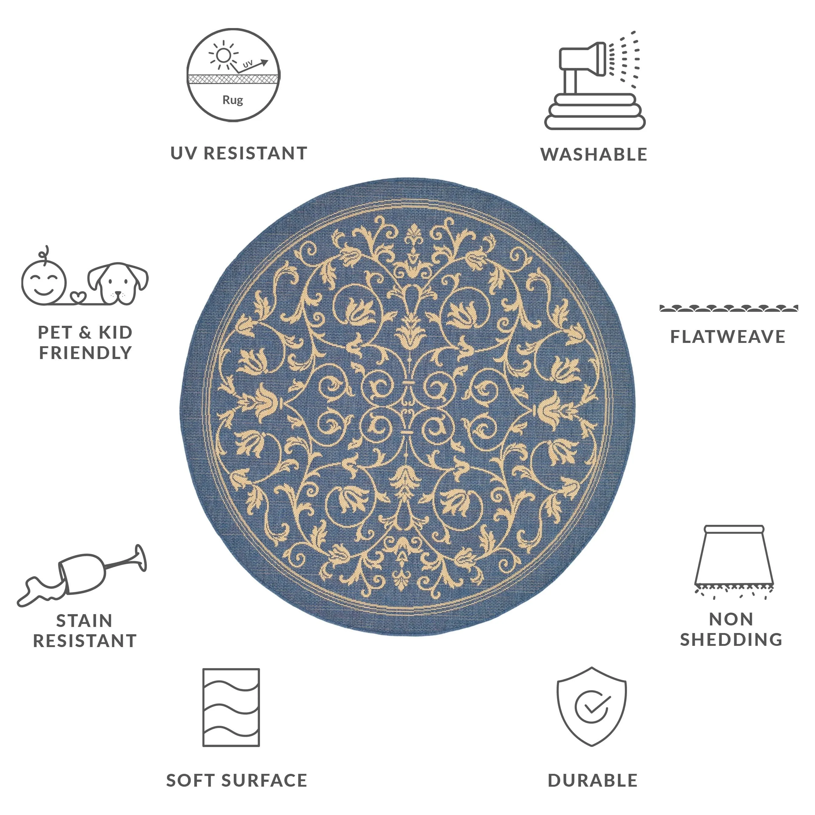 SAFAVIEH Courtyard Miljeta Indoor/ Outdoor Waterproof Patio Backyard Rug