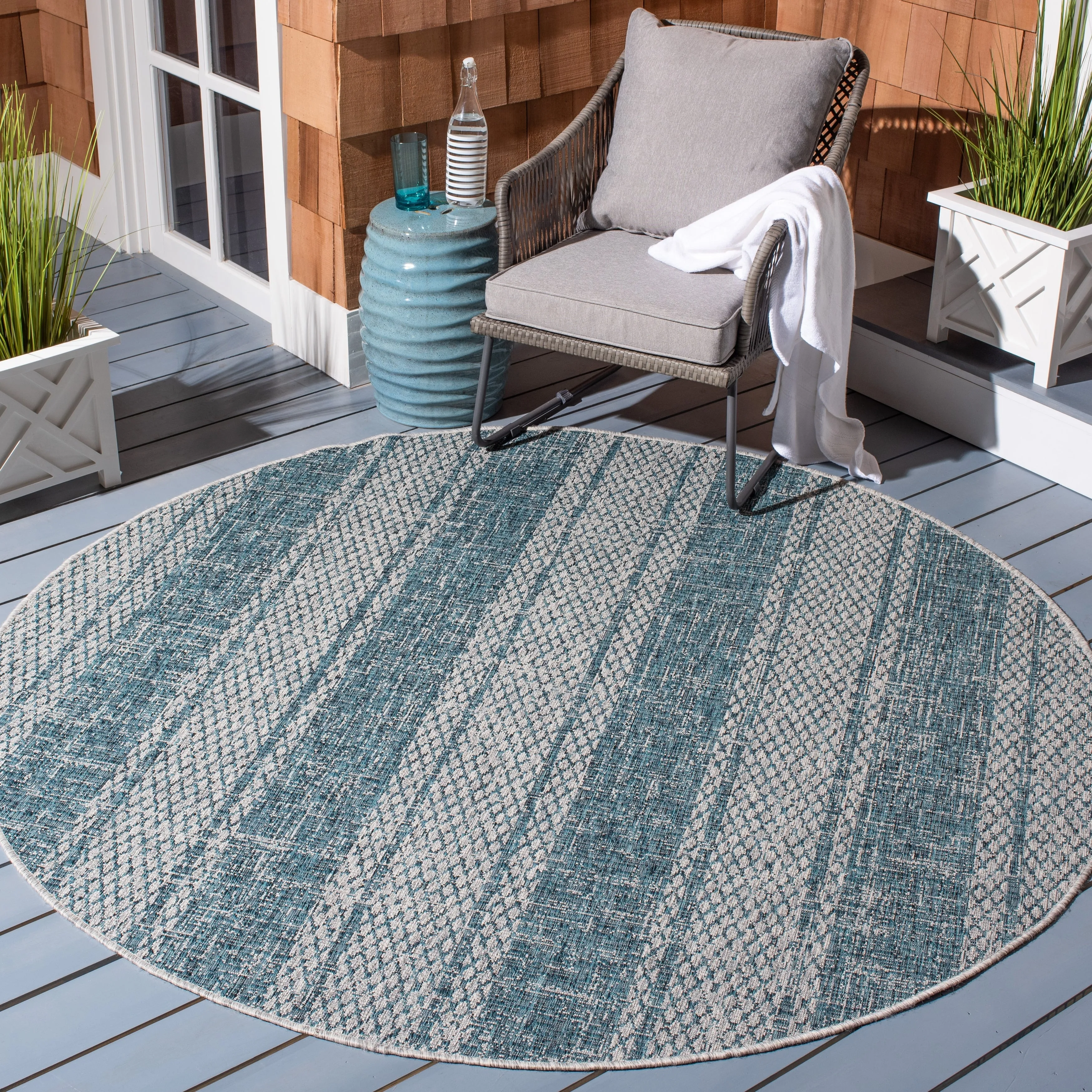 SAFAVIEH Courtyard Nanci Stripe Indoor/ Outdoor Waterproof Patio Backyard Rug
