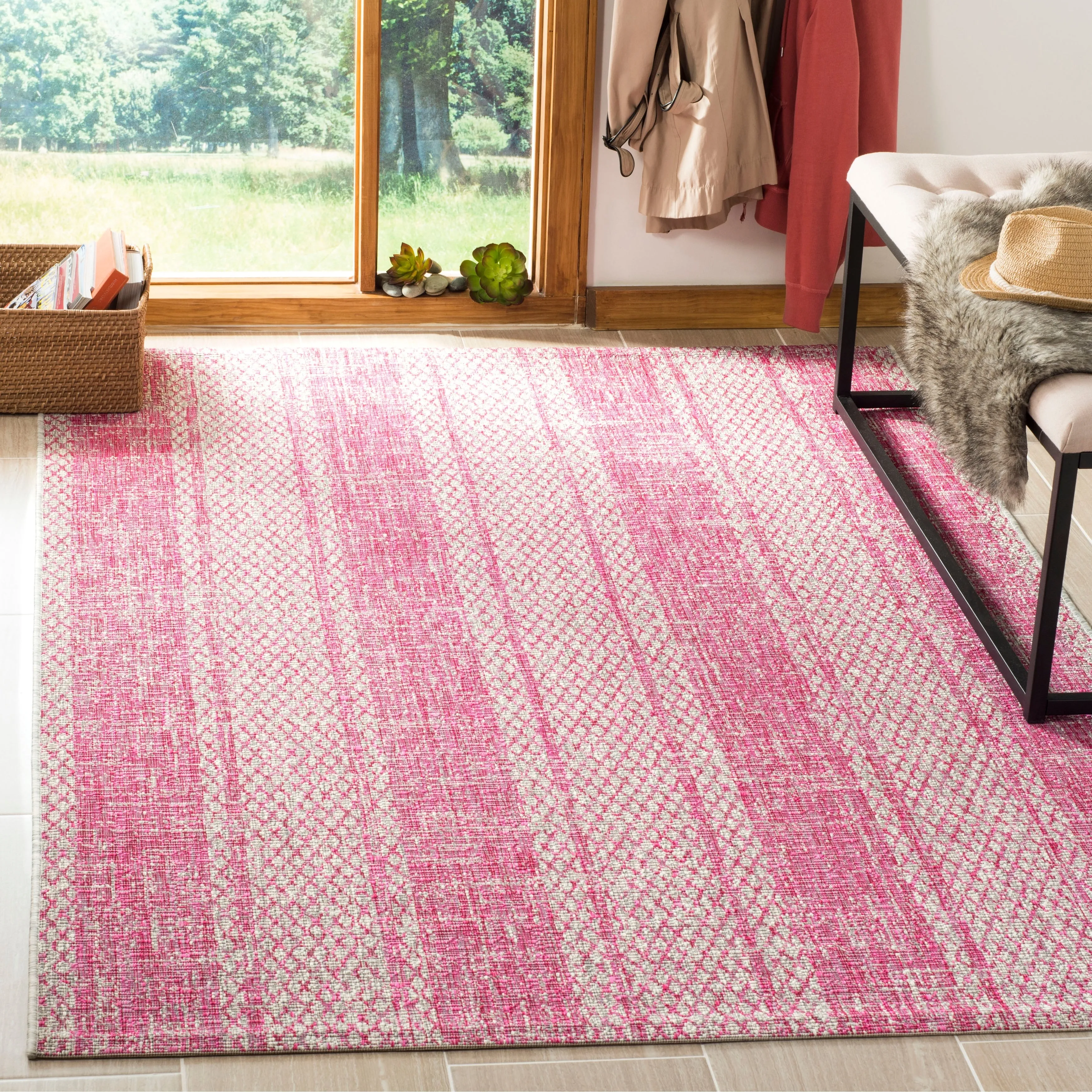 SAFAVIEH Courtyard Nanci Stripe Indoor/ Outdoor Waterproof Patio Backyard Rug