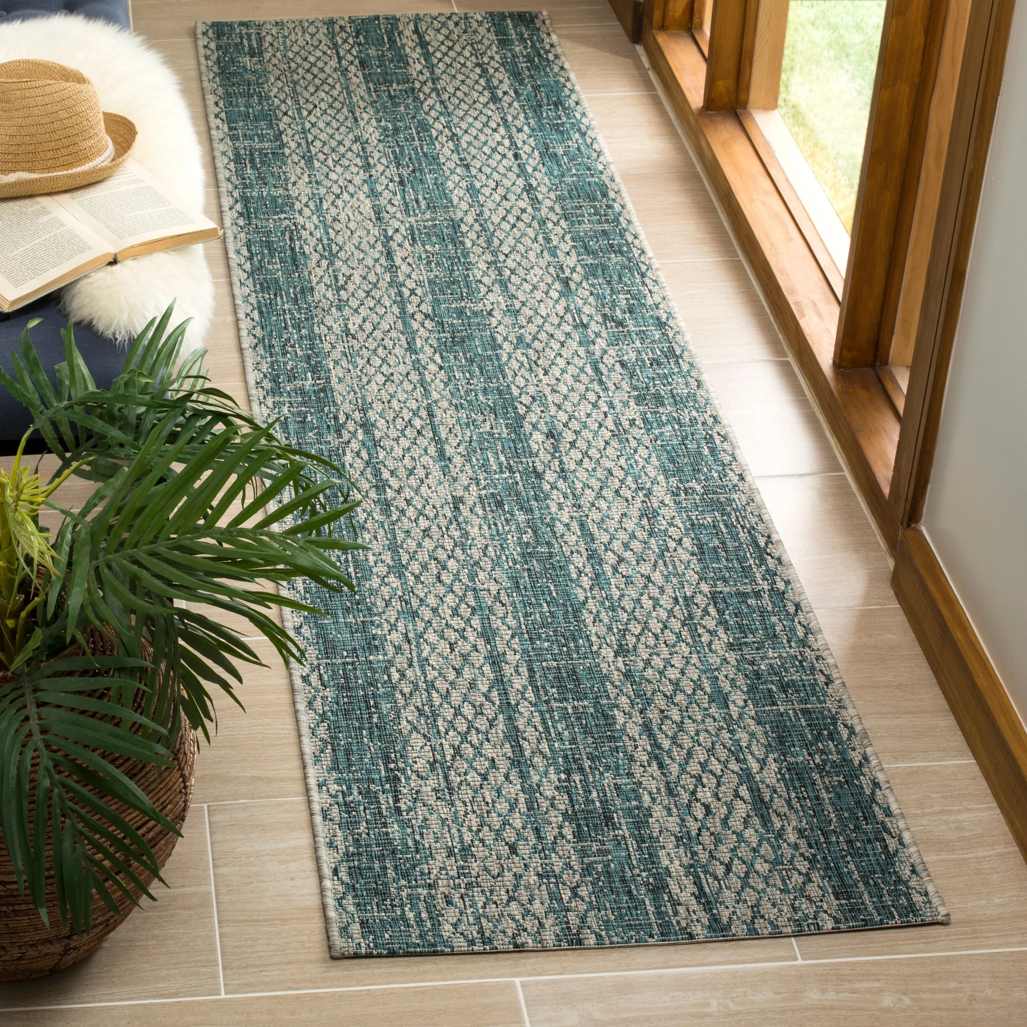 SAFAVIEH Courtyard Nanci Stripe Indoor/ Outdoor Waterproof Patio Backyard Rug