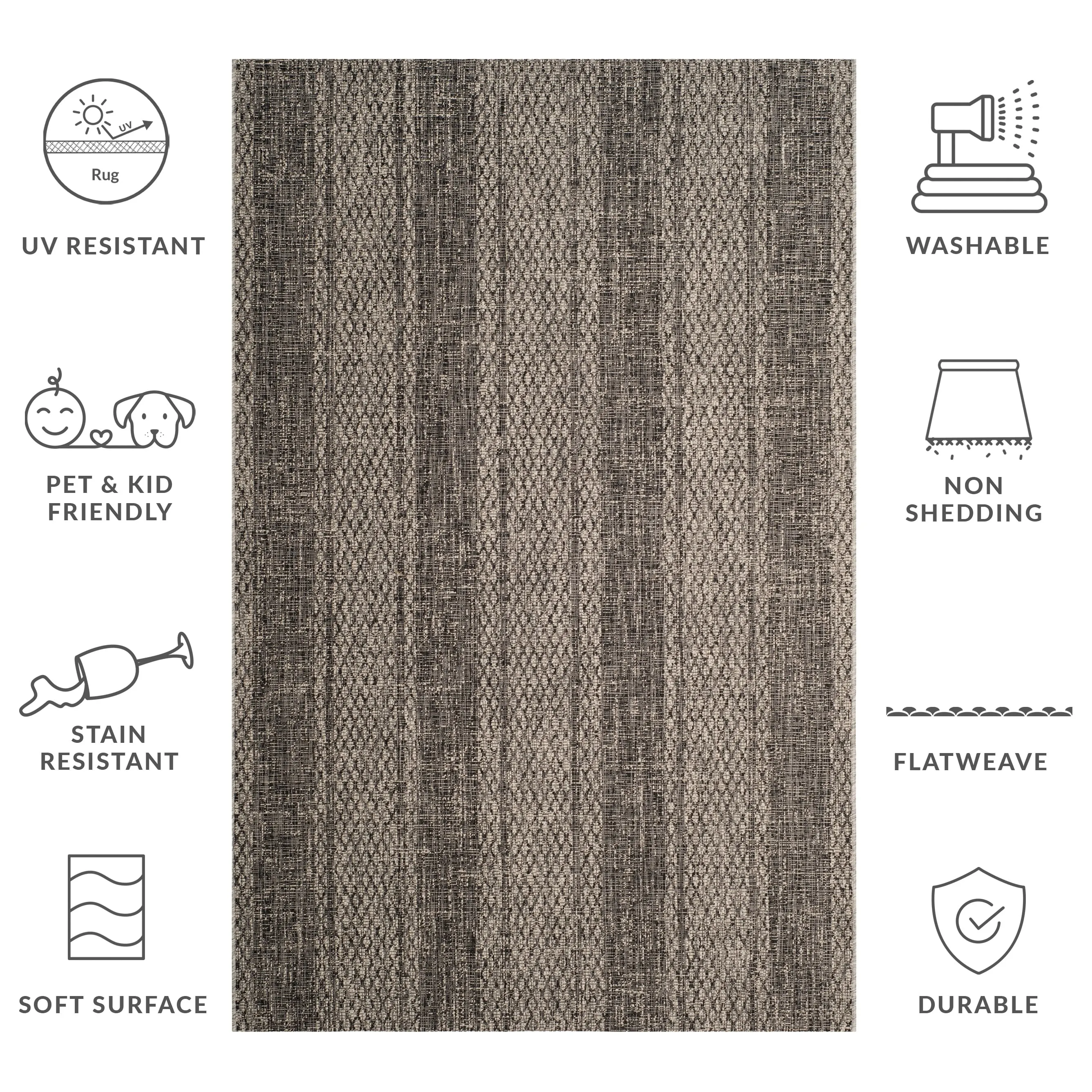 SAFAVIEH Courtyard Nanci Stripe Indoor/ Outdoor Waterproof Patio Backyard Rug