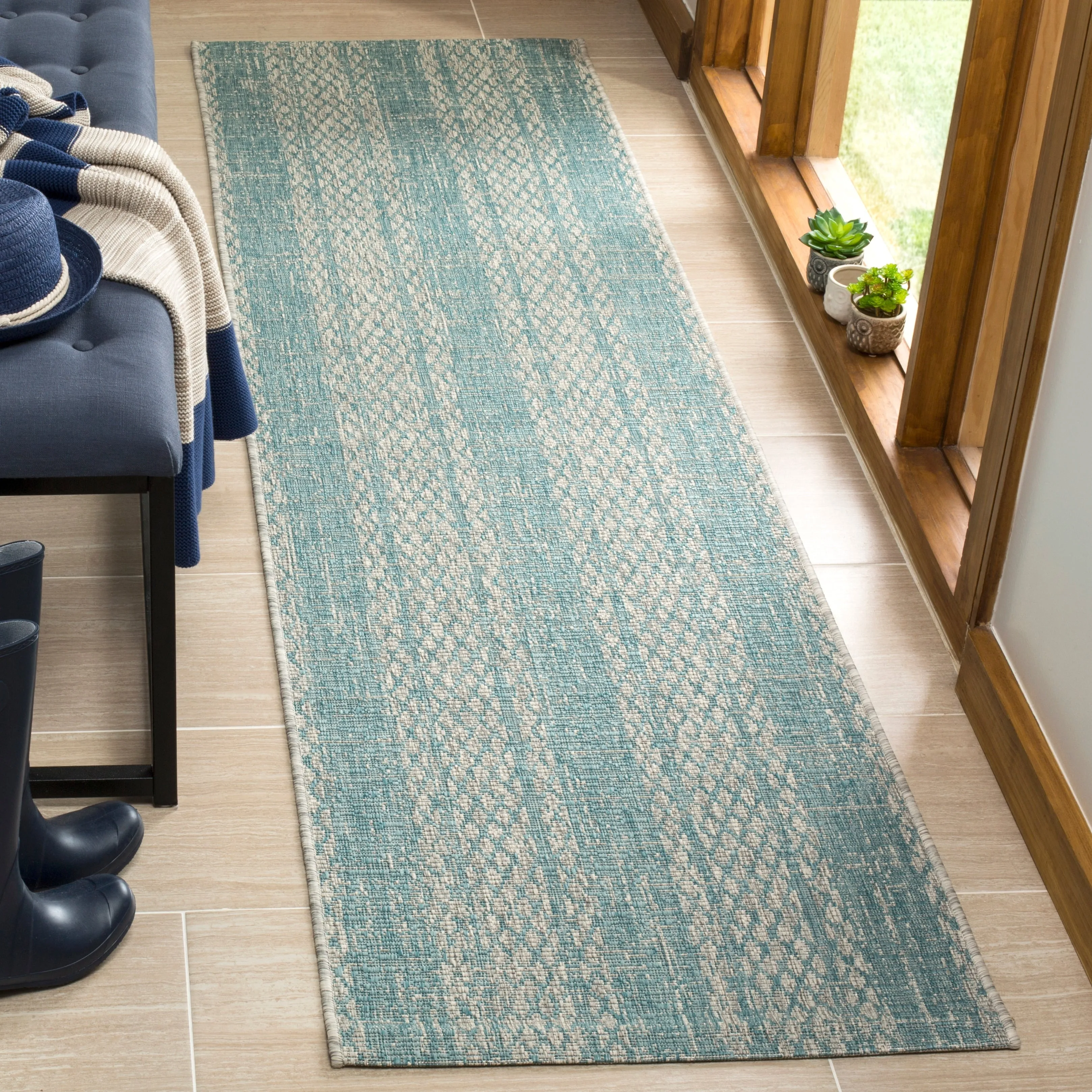SAFAVIEH Courtyard Nanci Stripe Indoor/ Outdoor Waterproof Patio Backyard Rug