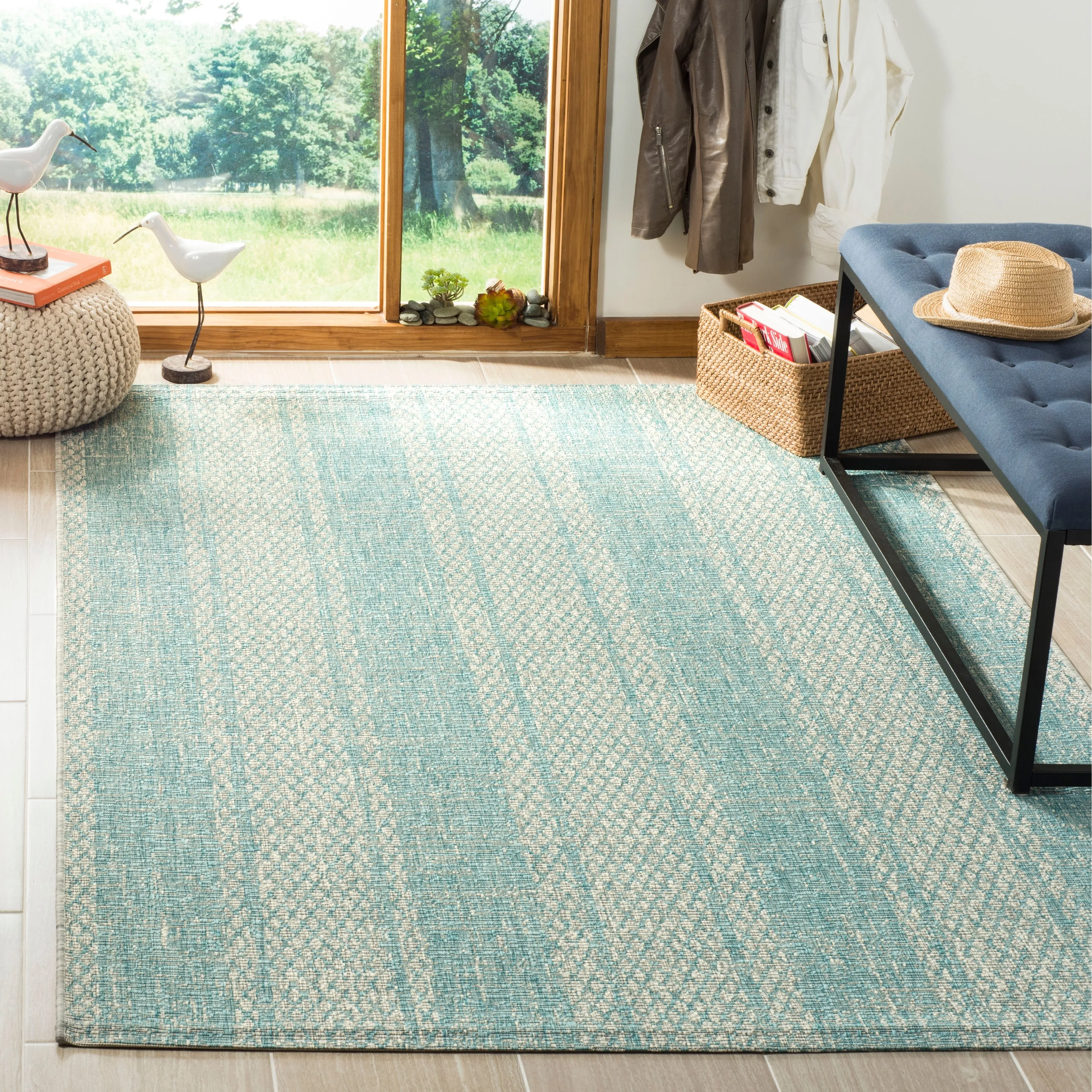 SAFAVIEH Courtyard Nanci Stripe Indoor/ Outdoor Waterproof Patio Backyard Rug