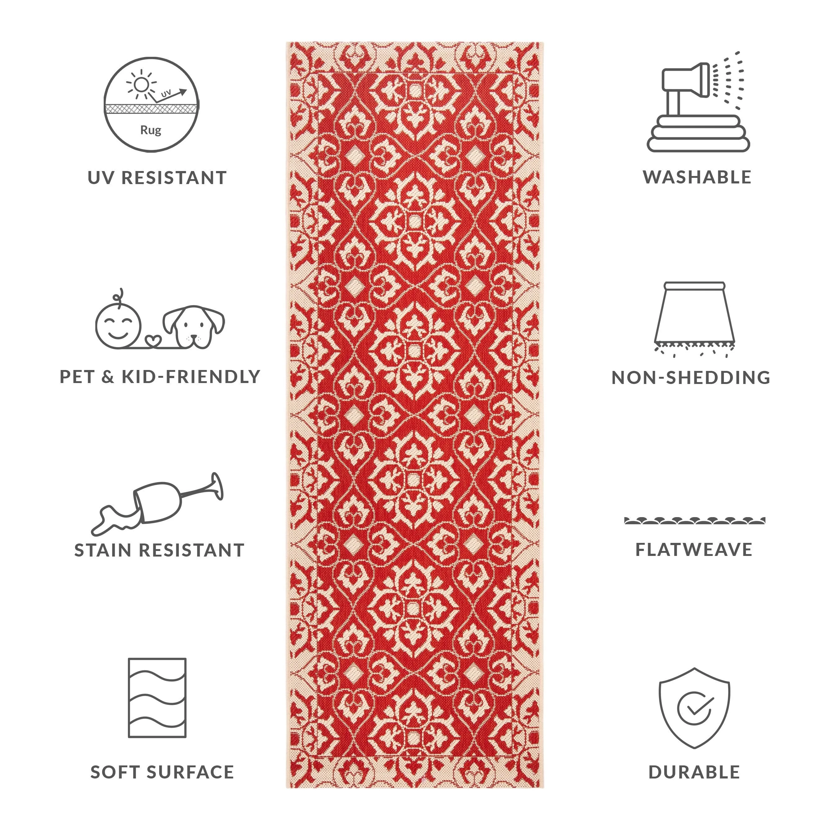 SAFAVIEH Courtyard Nejka Indoor/ Outdoor Waterproof Patio Backyard Rug