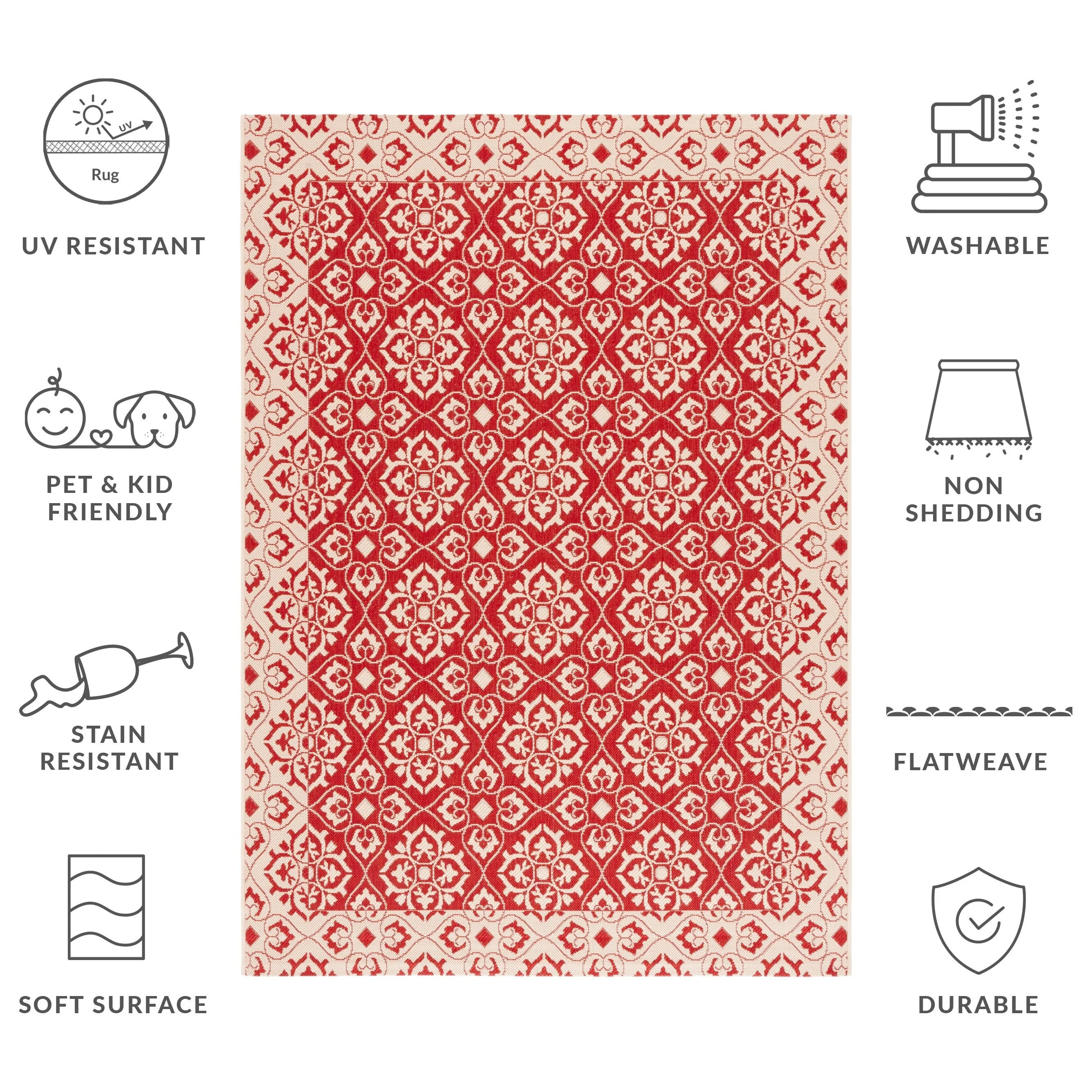 SAFAVIEH Courtyard Nejka Indoor/ Outdoor Waterproof Patio Backyard Rug