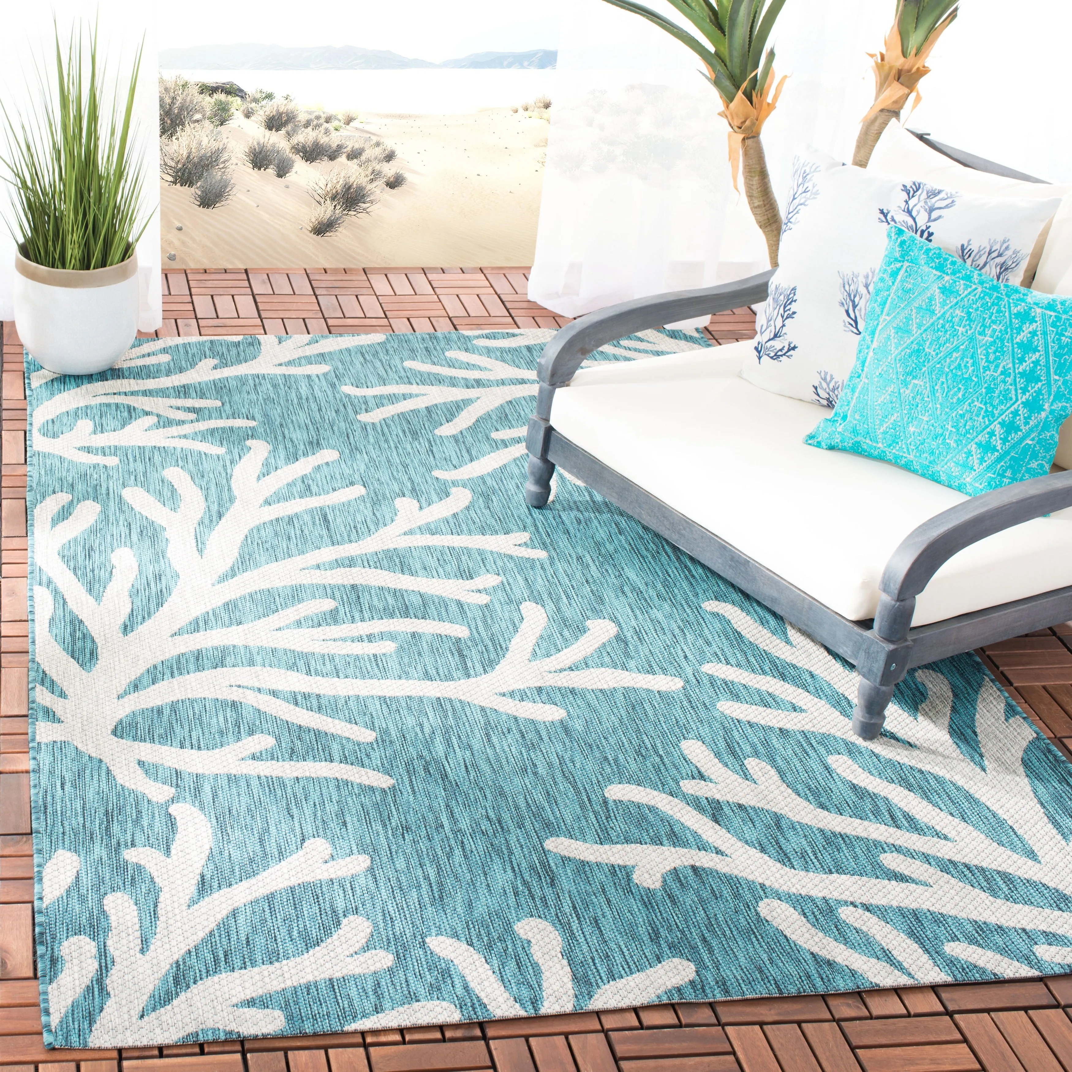 SAFAVIEH Courtyard Nejla Indoor/ Outdoor Waterproof Patio Backyard Rug