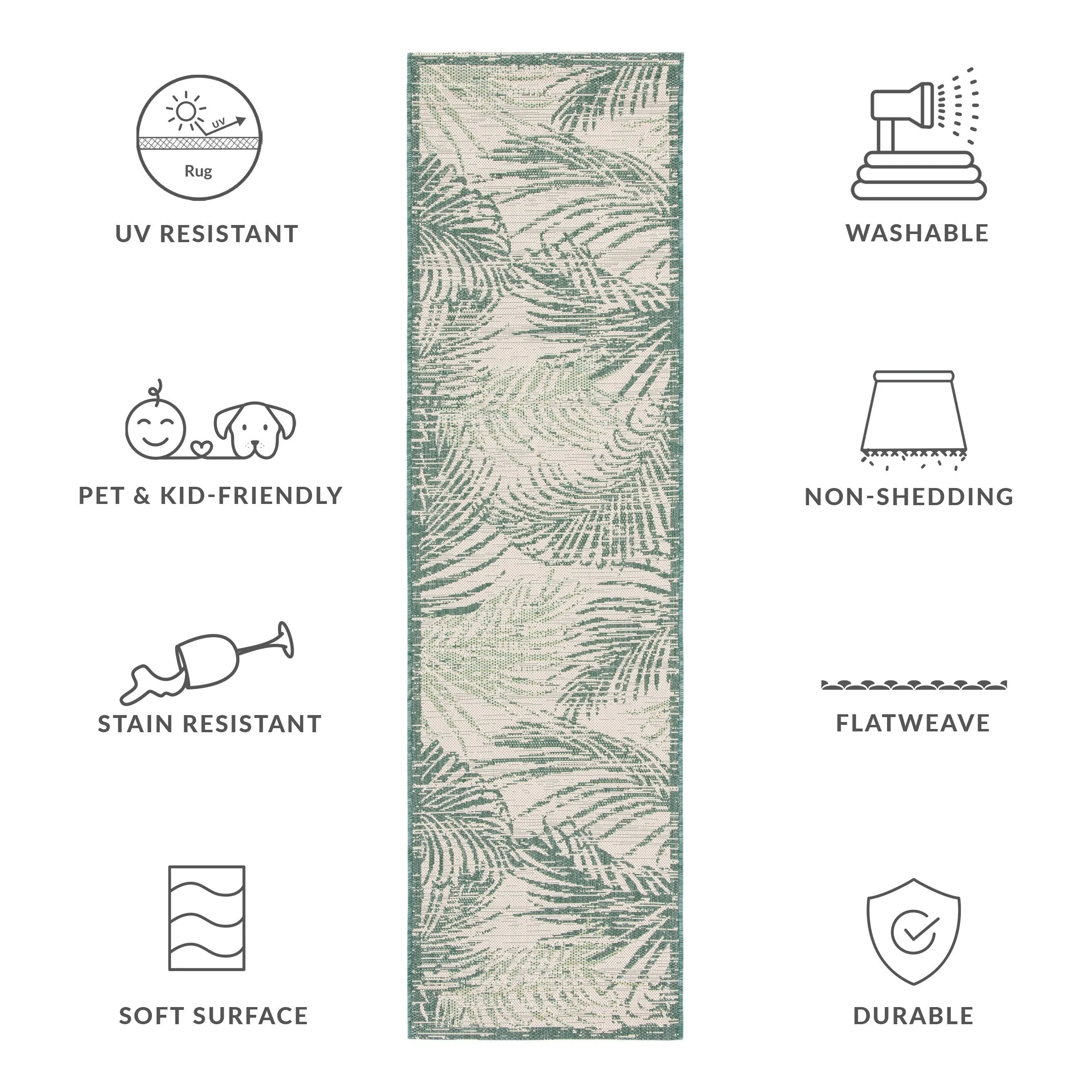 SAFAVIEH Courtyard Nott Tropical Indoor/ Outdoor Waterproof Patio Backyard Rug
