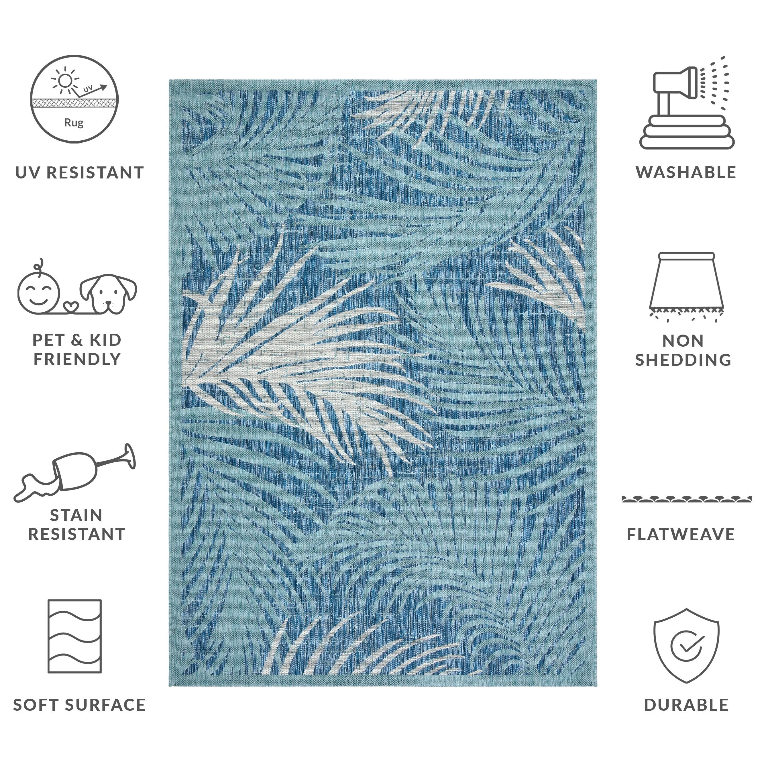SAFAVIEH Courtyard Nott Tropical Indoor/ Outdoor Waterproof Patio Backyard Rug