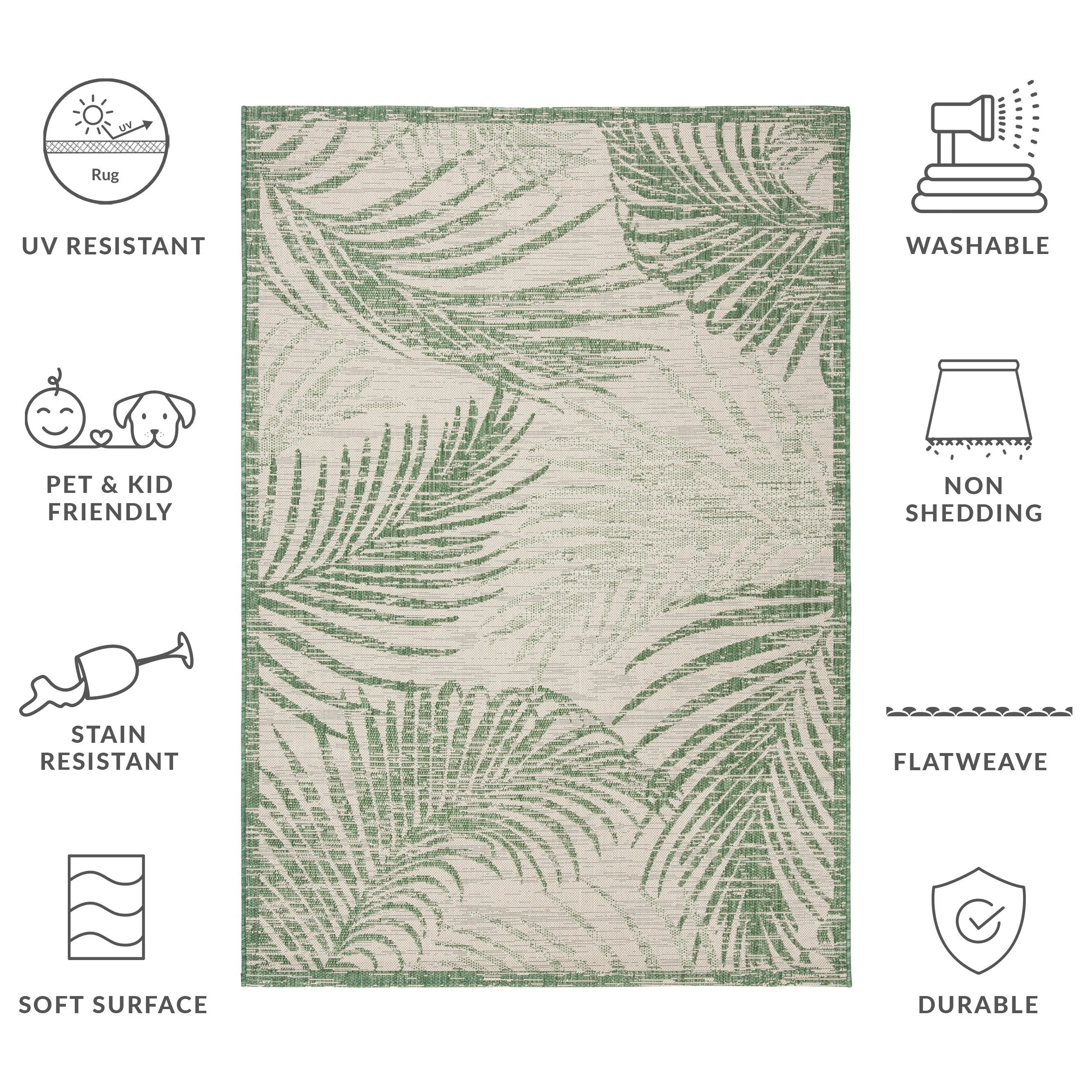 SAFAVIEH Courtyard Nott Tropical Indoor/ Outdoor Waterproof Patio Backyard Rug
