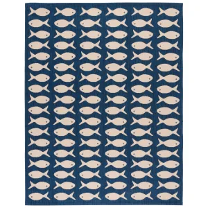 SAFAVIEH Courtyard Shirlie Indoor/ Outdoor Waterproof Patio Backyard Rug - Navy/Beige - 8' x 11'