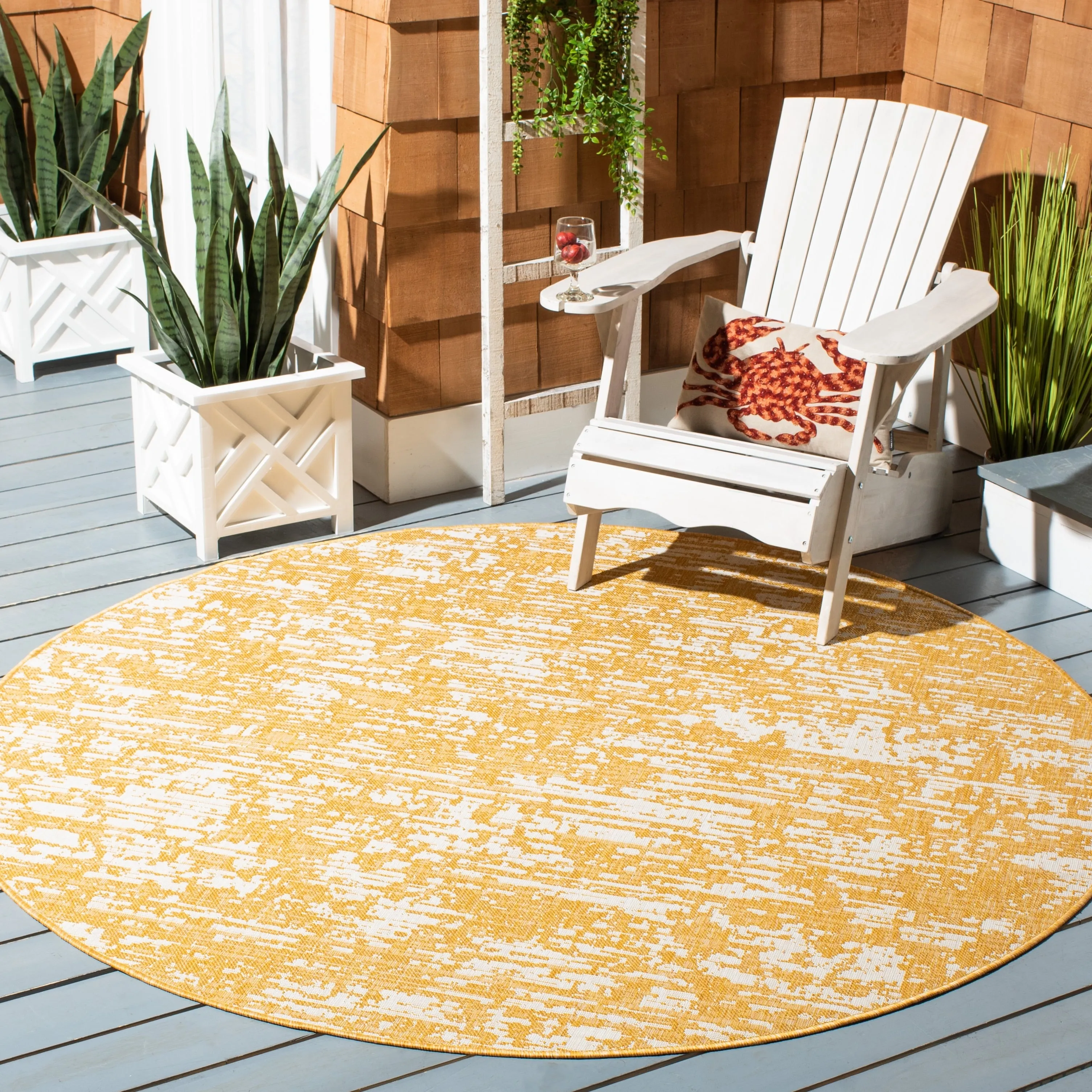 SAFAVIEH Courtyard Simcha Abstract Indoor/ Outdoor Waterproof Patio Backyard Rug