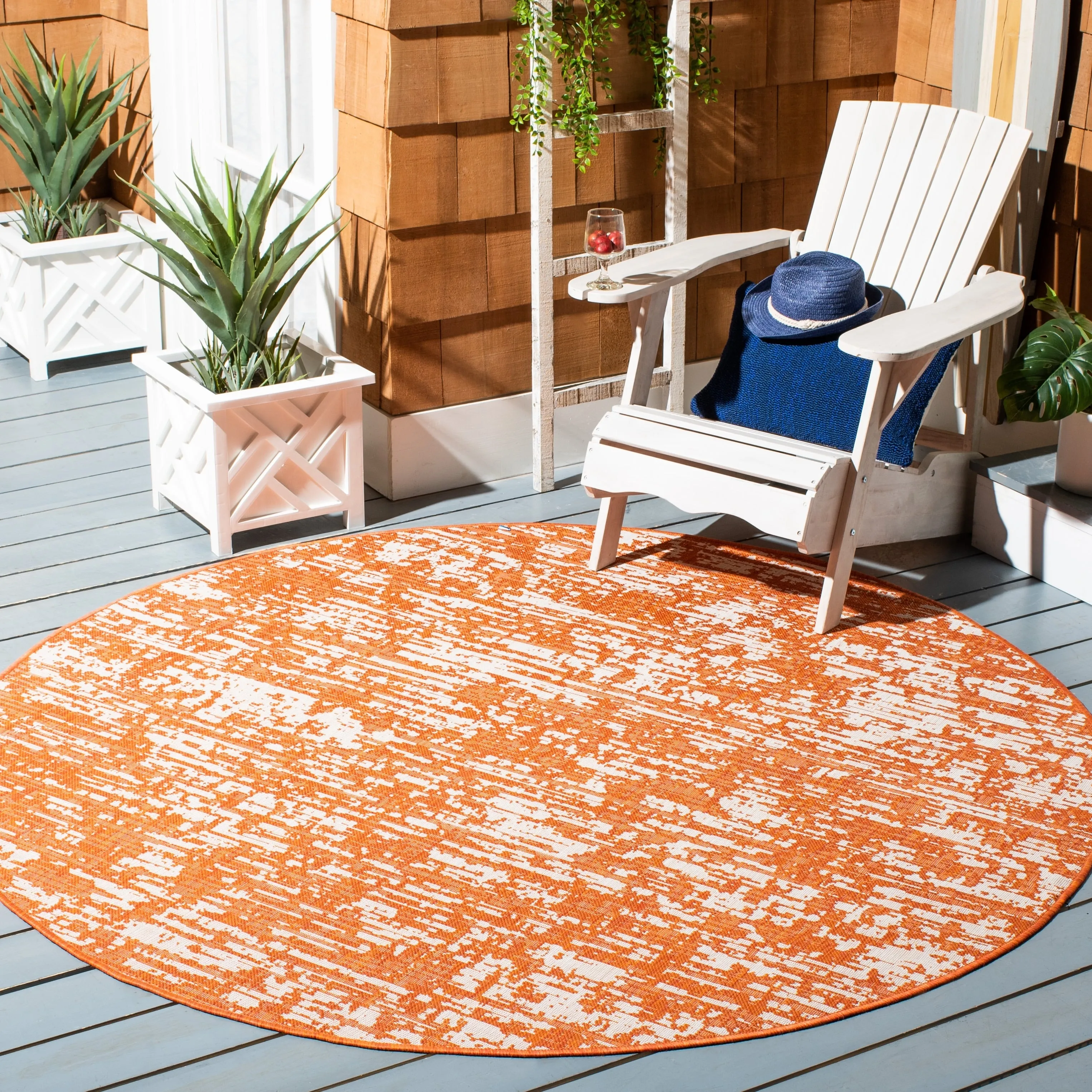 SAFAVIEH Courtyard Simcha Abstract Indoor/ Outdoor Waterproof Patio Backyard Rug