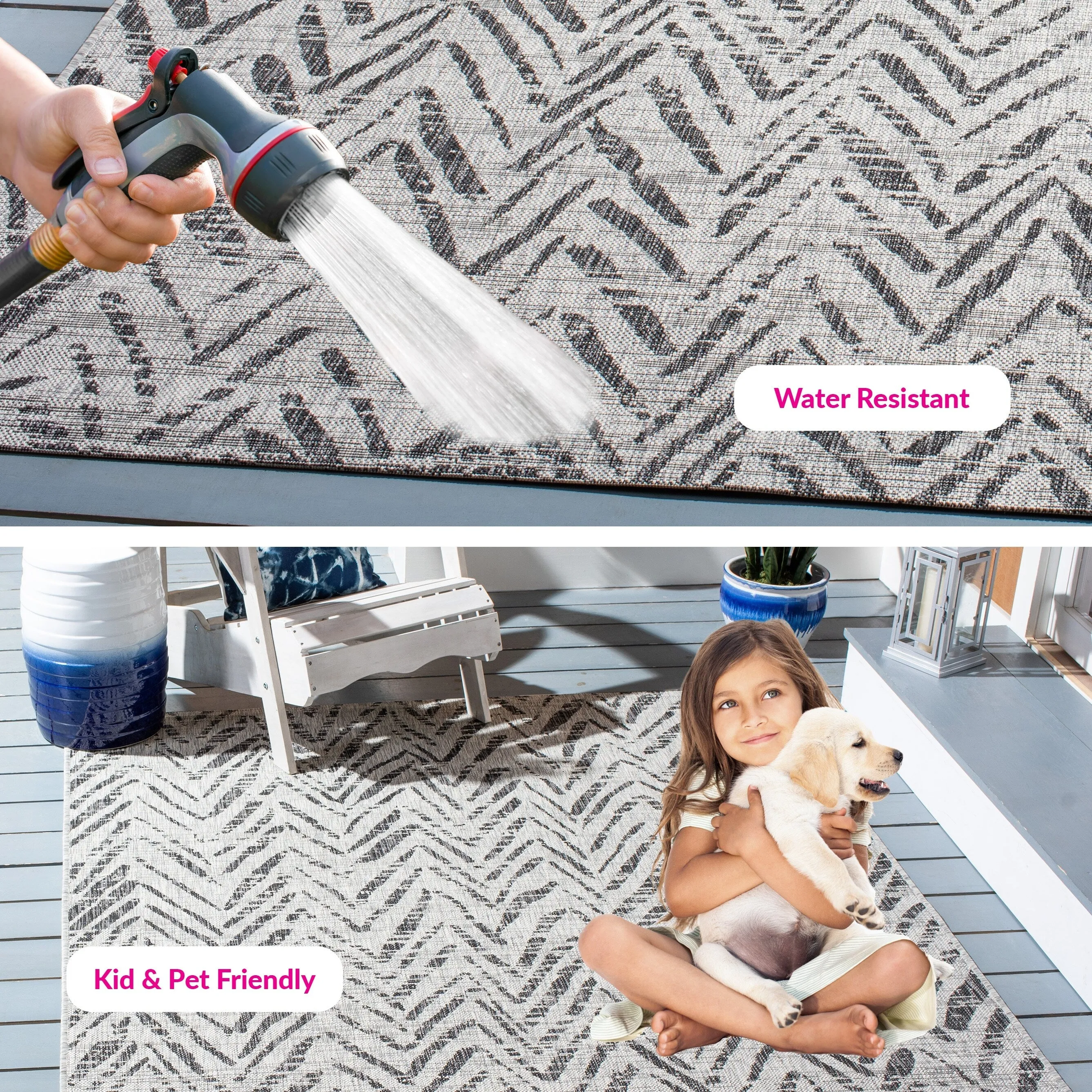 SAFAVIEH Courtyard Thin Indoor/ Outdoor Waterproof Patio Backyard Rug