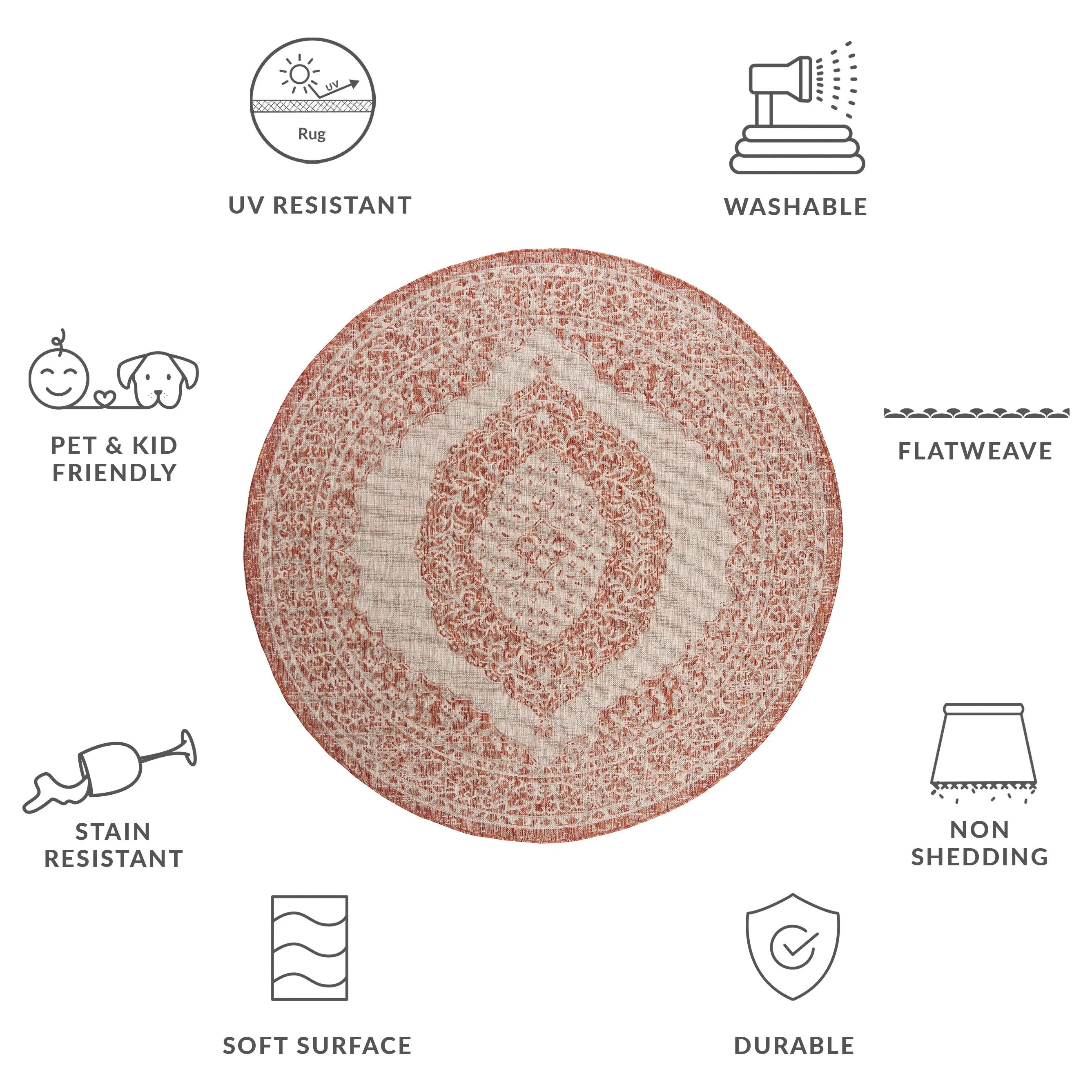 SAFAVIEH Courtyard Thoma Medallion Indoor/ Outdoor Waterproof Patio Backyard Rug
