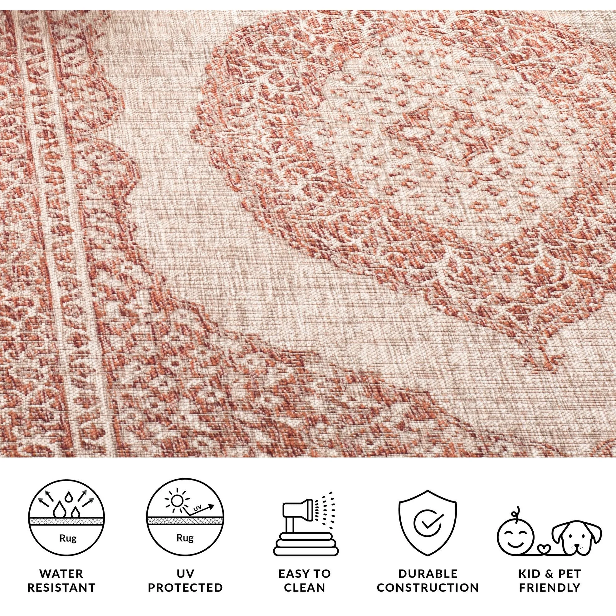 SAFAVIEH Courtyard Thoma Medallion Indoor/ Outdoor Waterproof Patio Backyard Rug