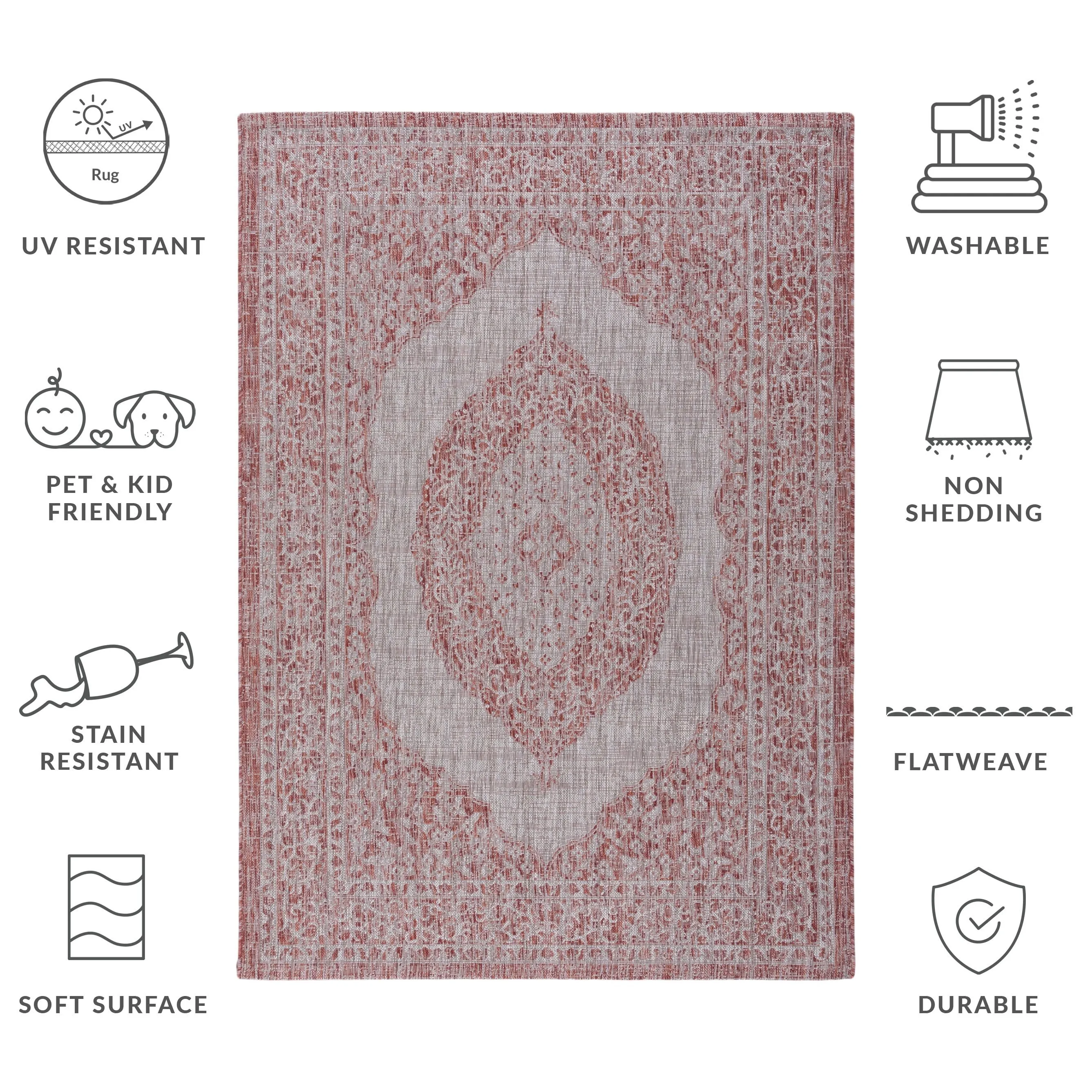 SAFAVIEH Courtyard Thoma Medallion Indoor/ Outdoor Waterproof Patio Backyard Rug