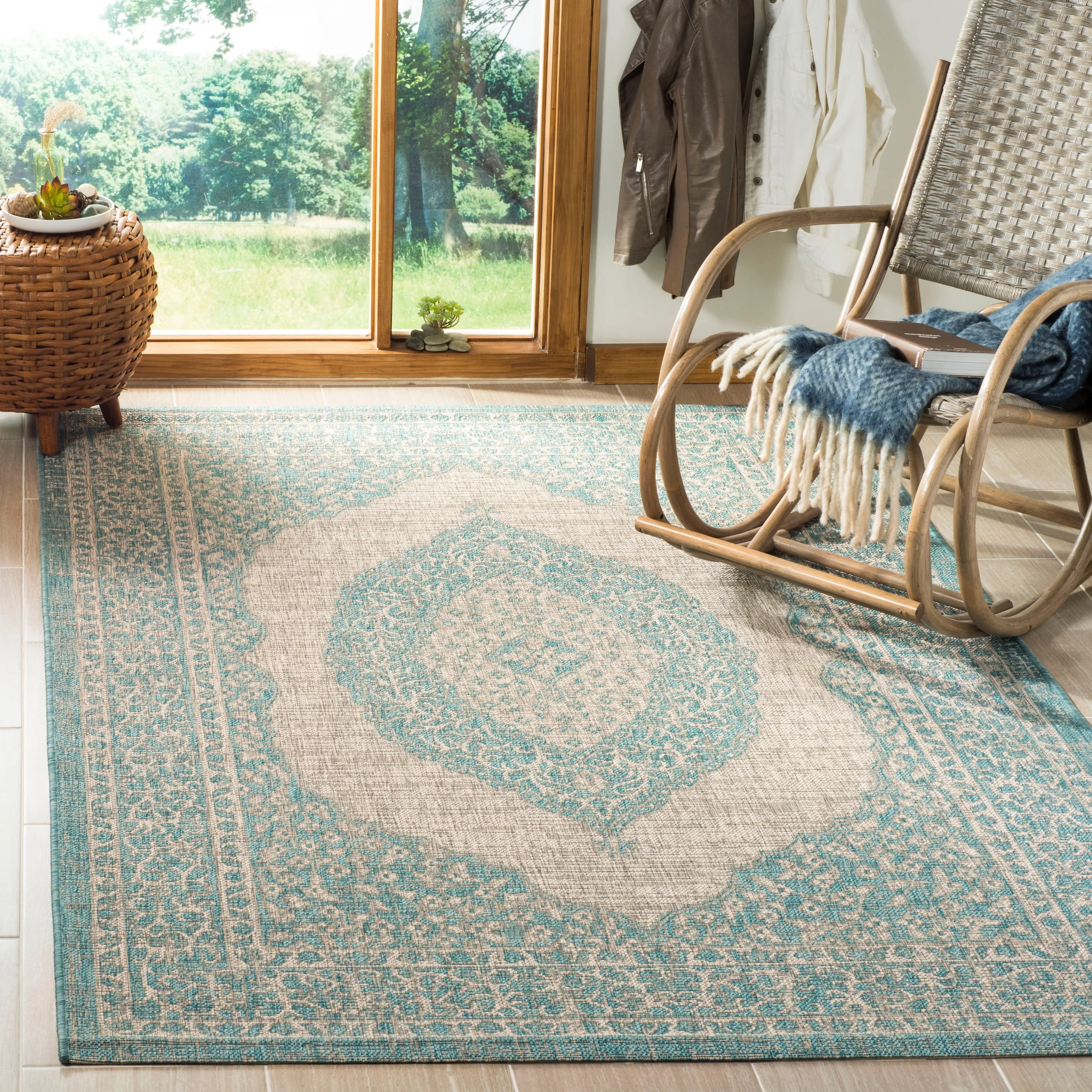 SAFAVIEH Courtyard Thoma Medallion Indoor/ Outdoor Waterproof Patio Backyard Rug