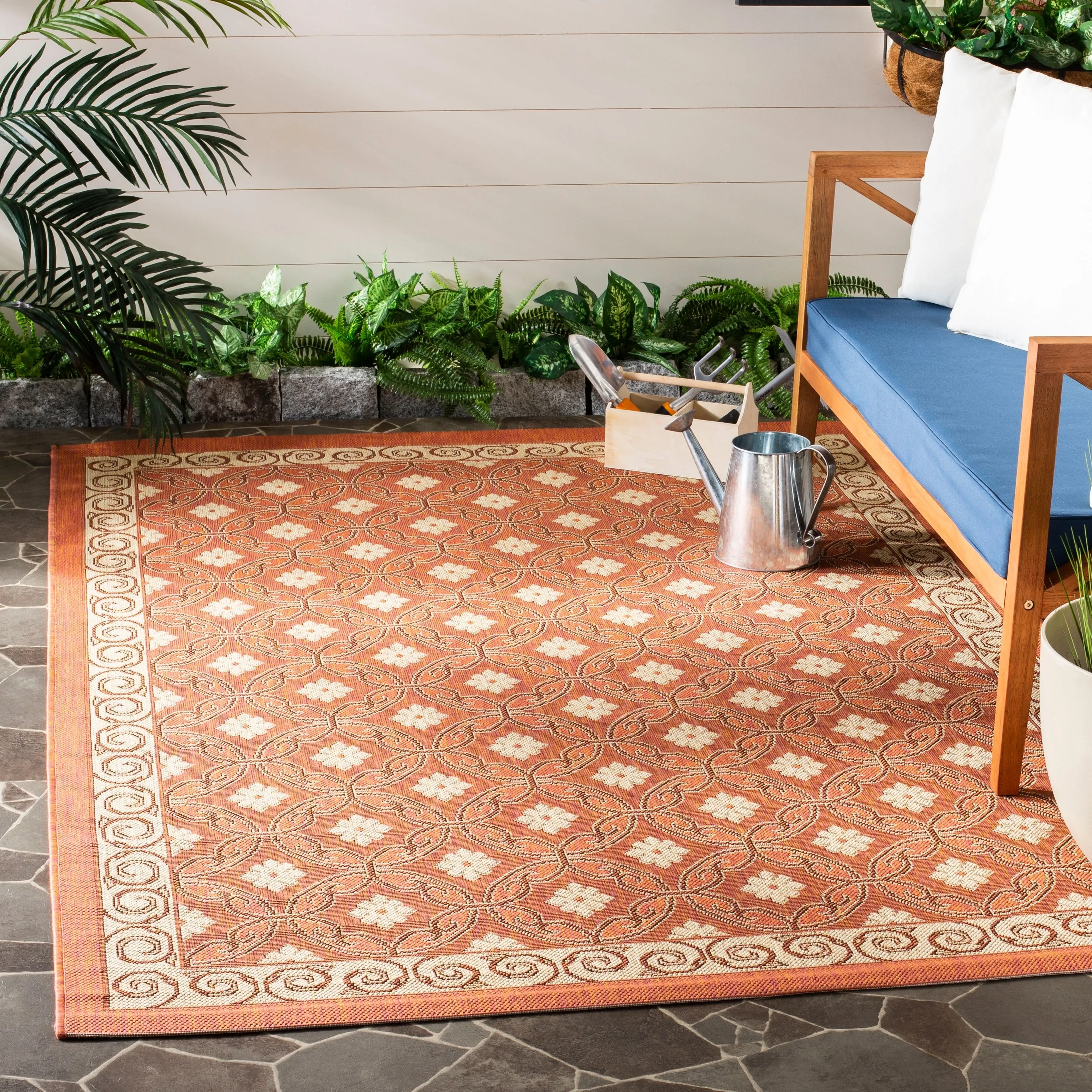SAFAVIEH Courtyard Vernetta Lonni Outdoor Waterproof Patio Backyard Rug