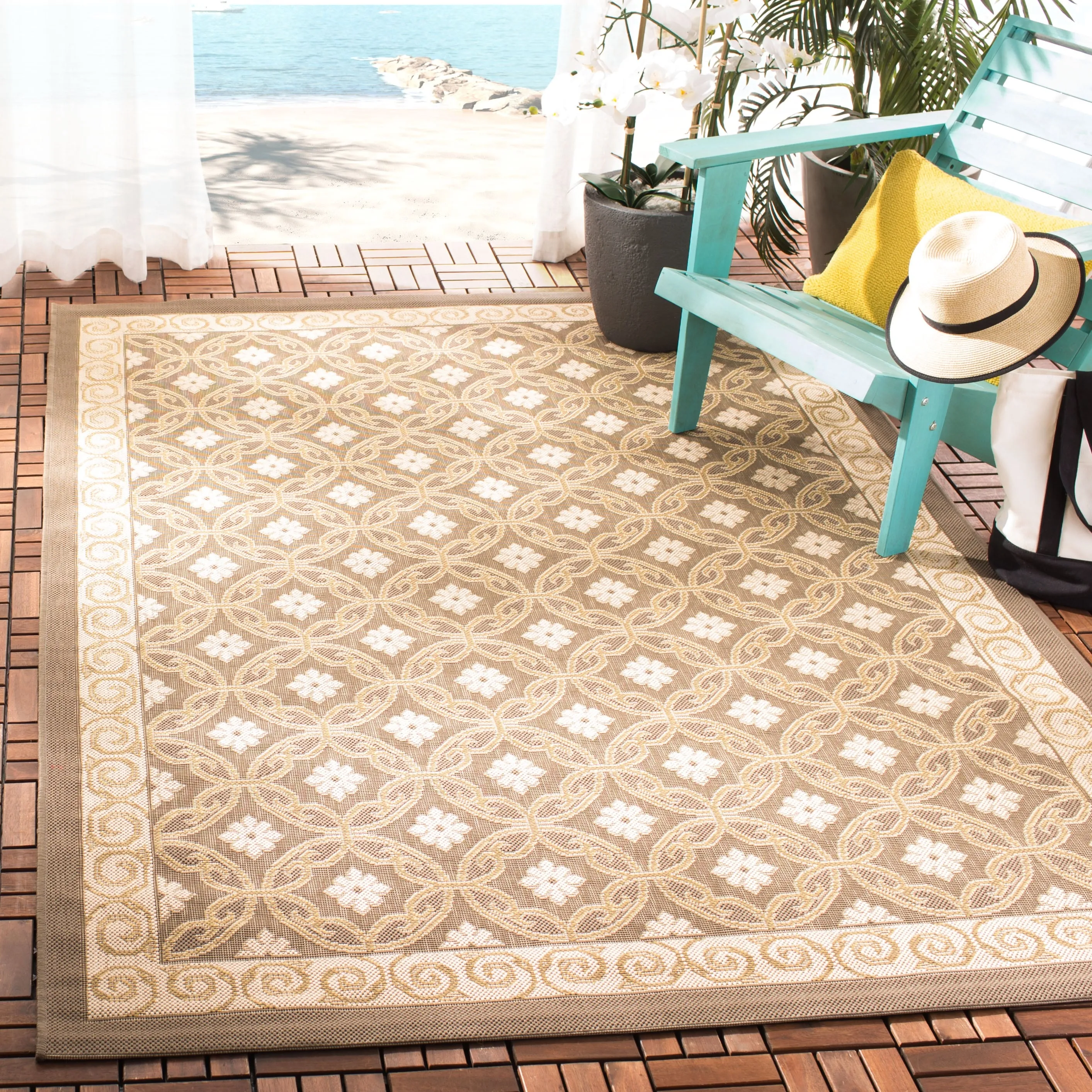 SAFAVIEH Courtyard Vernetta Lonni Outdoor Waterproof Patio Backyard Rug