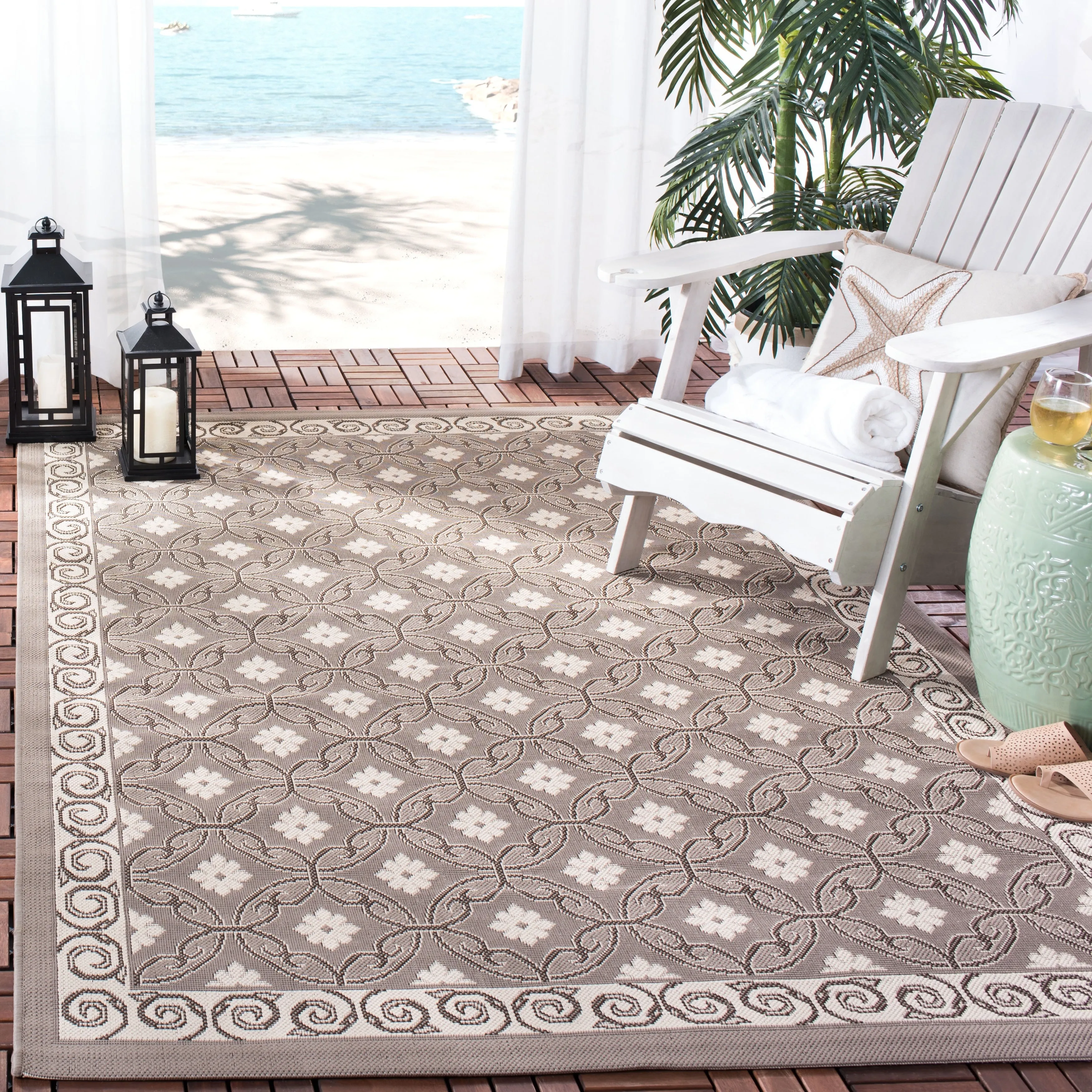 SAFAVIEH Courtyard Vernetta Lonni Outdoor Waterproof Patio Backyard Rug