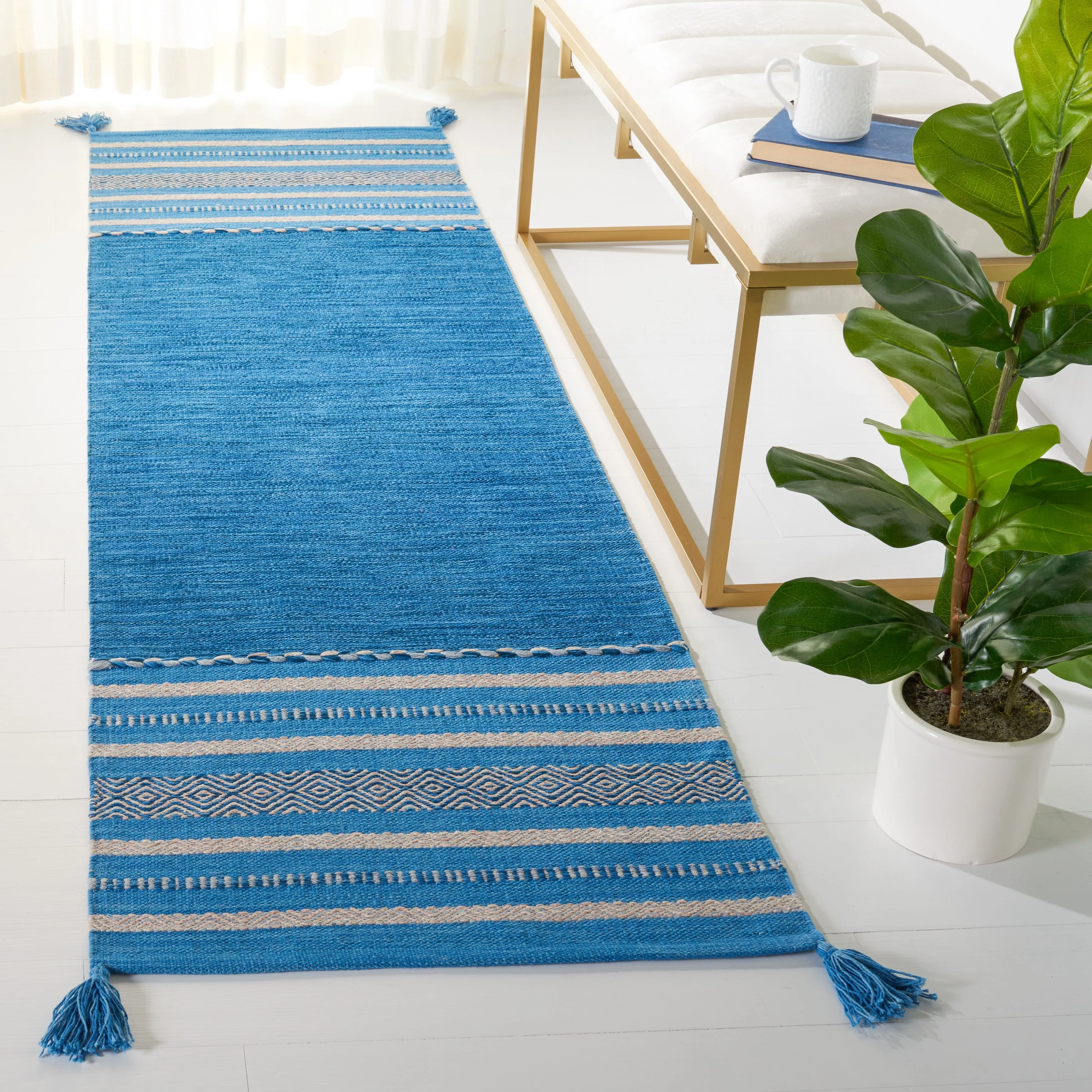 SAFAVIEH Handmade Montauk Carisbrooke Boho Stripe Cotton Flatweave Rug