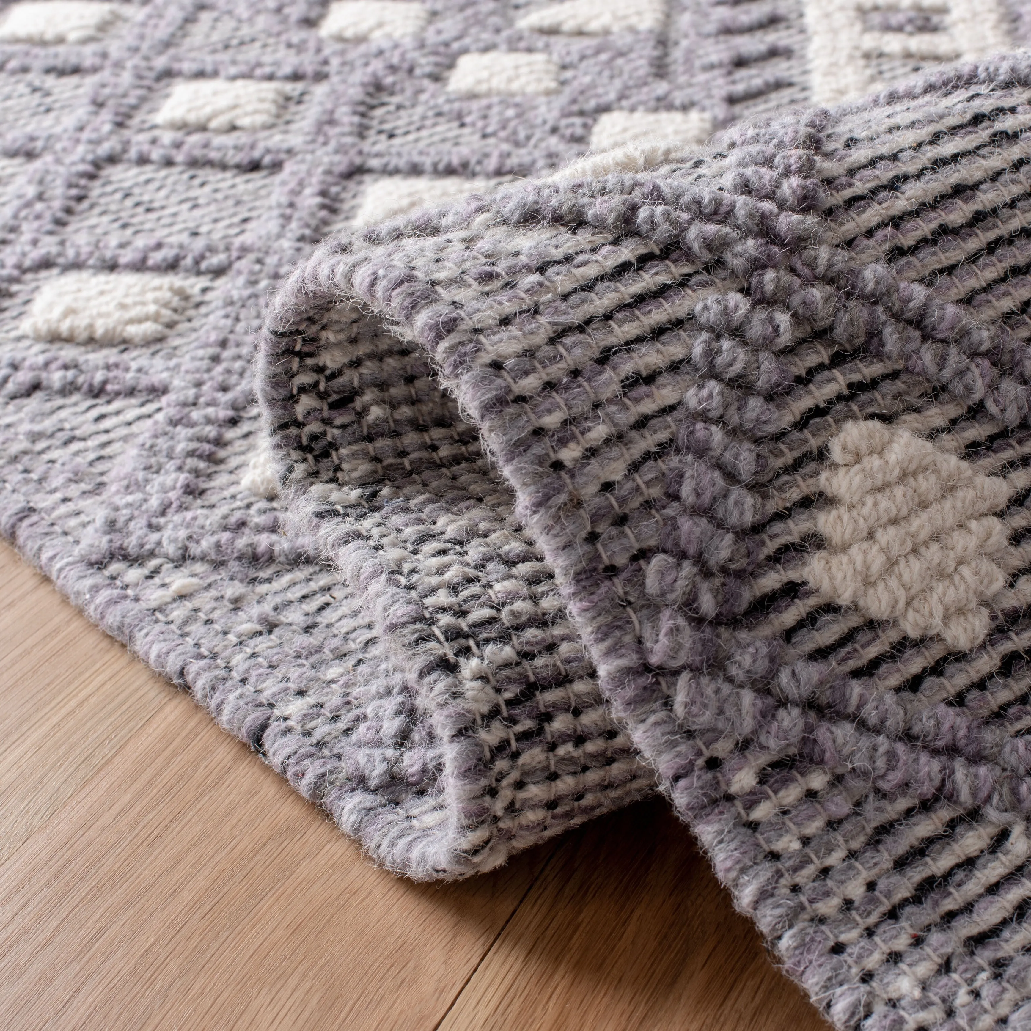 SAFAVIEH Handmade Natura Candica Transitional Geometric Cream/Purple Wool Rug