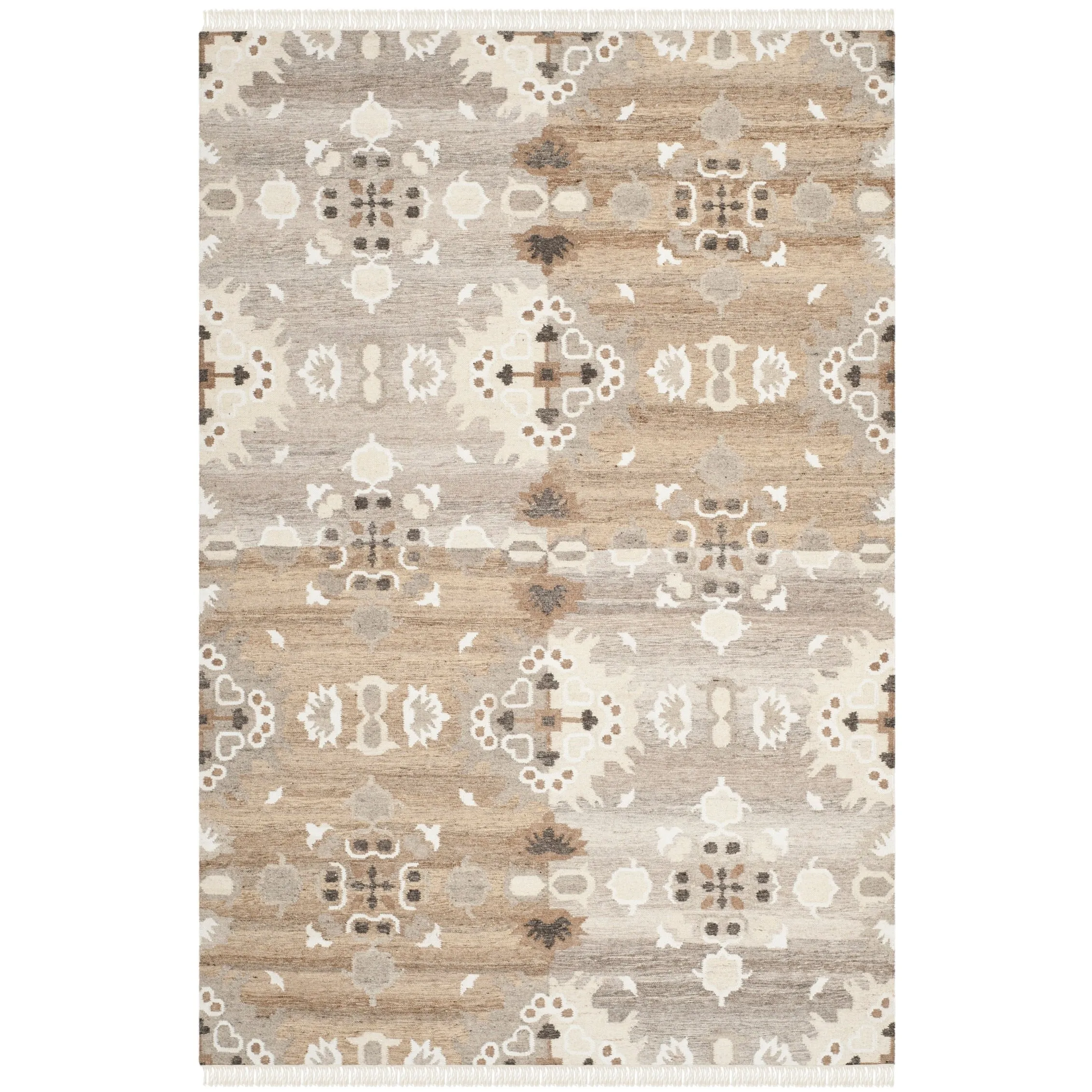 SAFAVIEH Handmade Natural Kilim Tuong Rukiye Wool Rug with Fringe