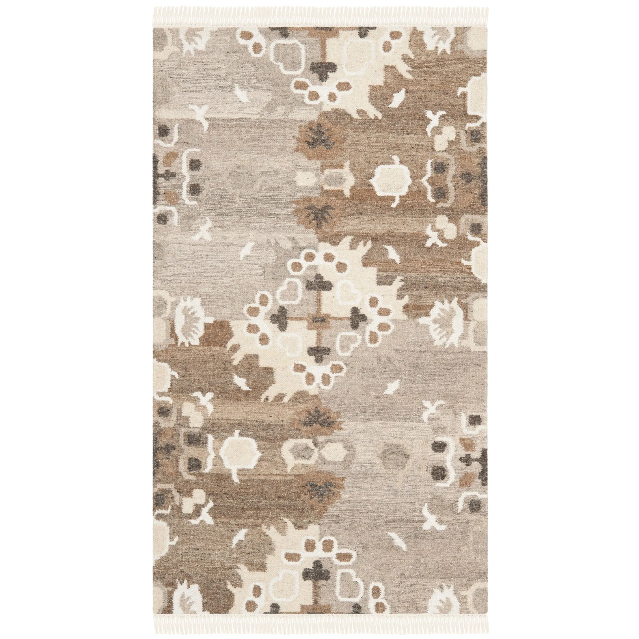SAFAVIEH Handmade Natural Kilim Tuong Rukiye Wool Rug with Fringe