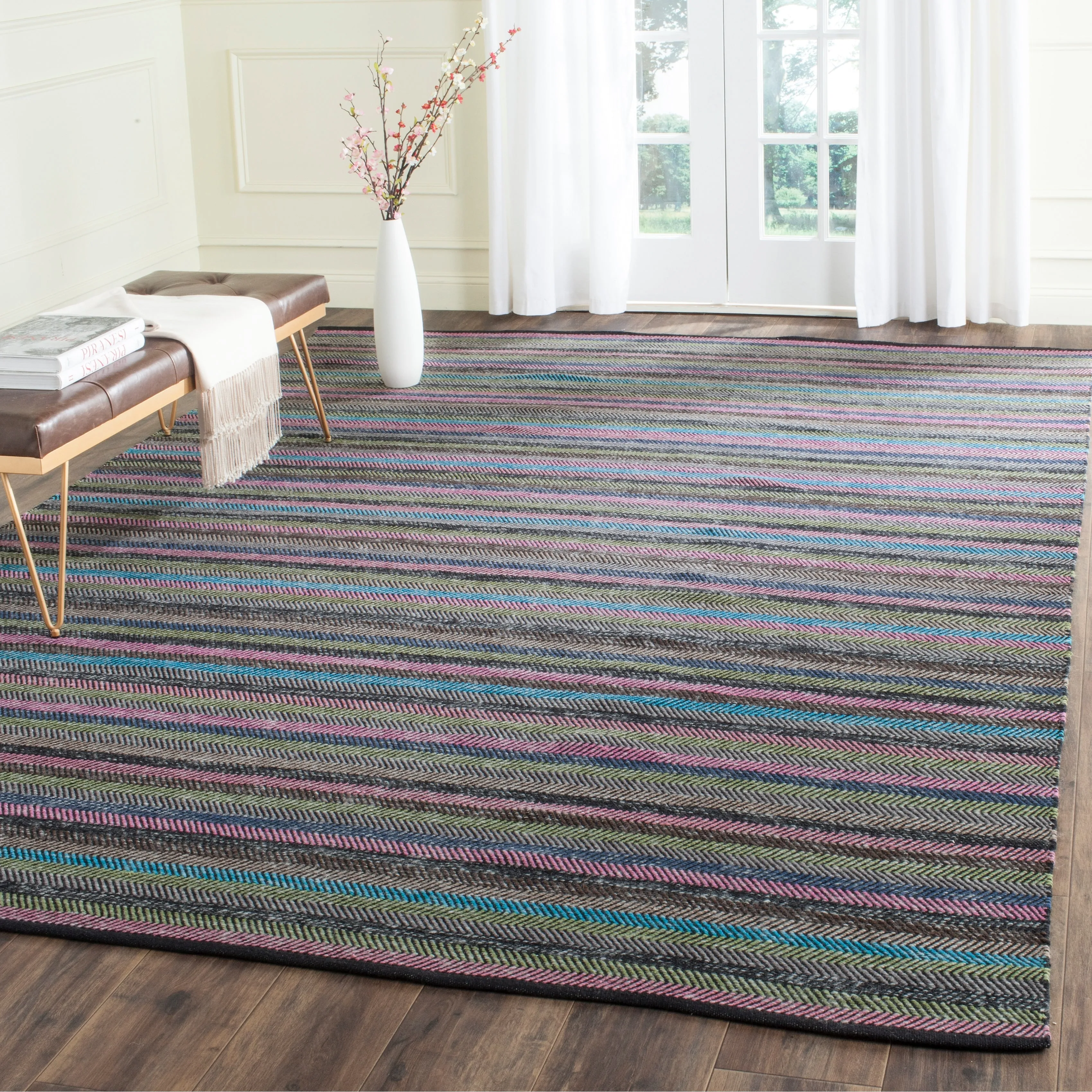 SAFAVIEH Handmade Striped Kilim Jenelle Stripe Wool Rug